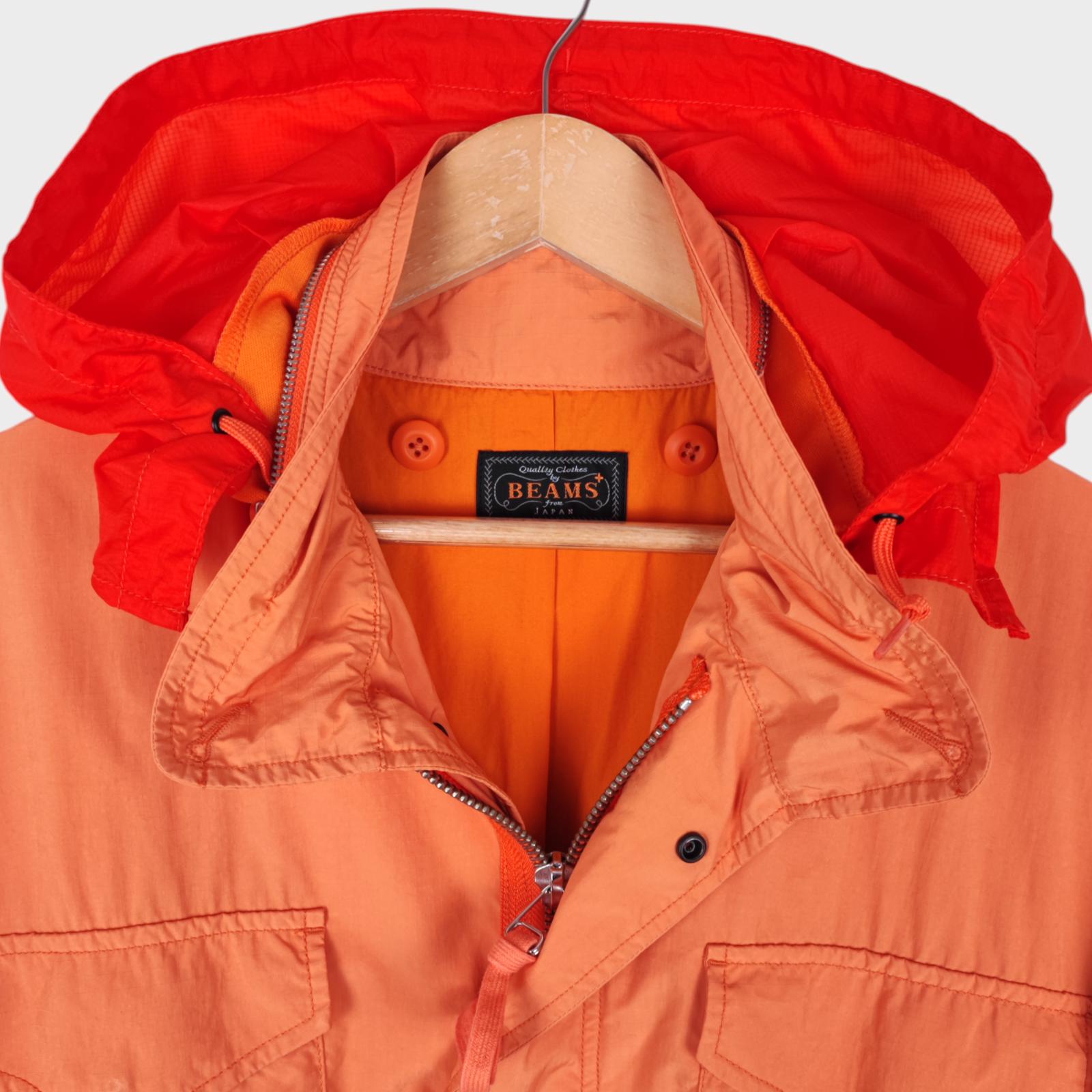 BEAMS PLUS Men's Light Orange M-65 Military Parka Jacket