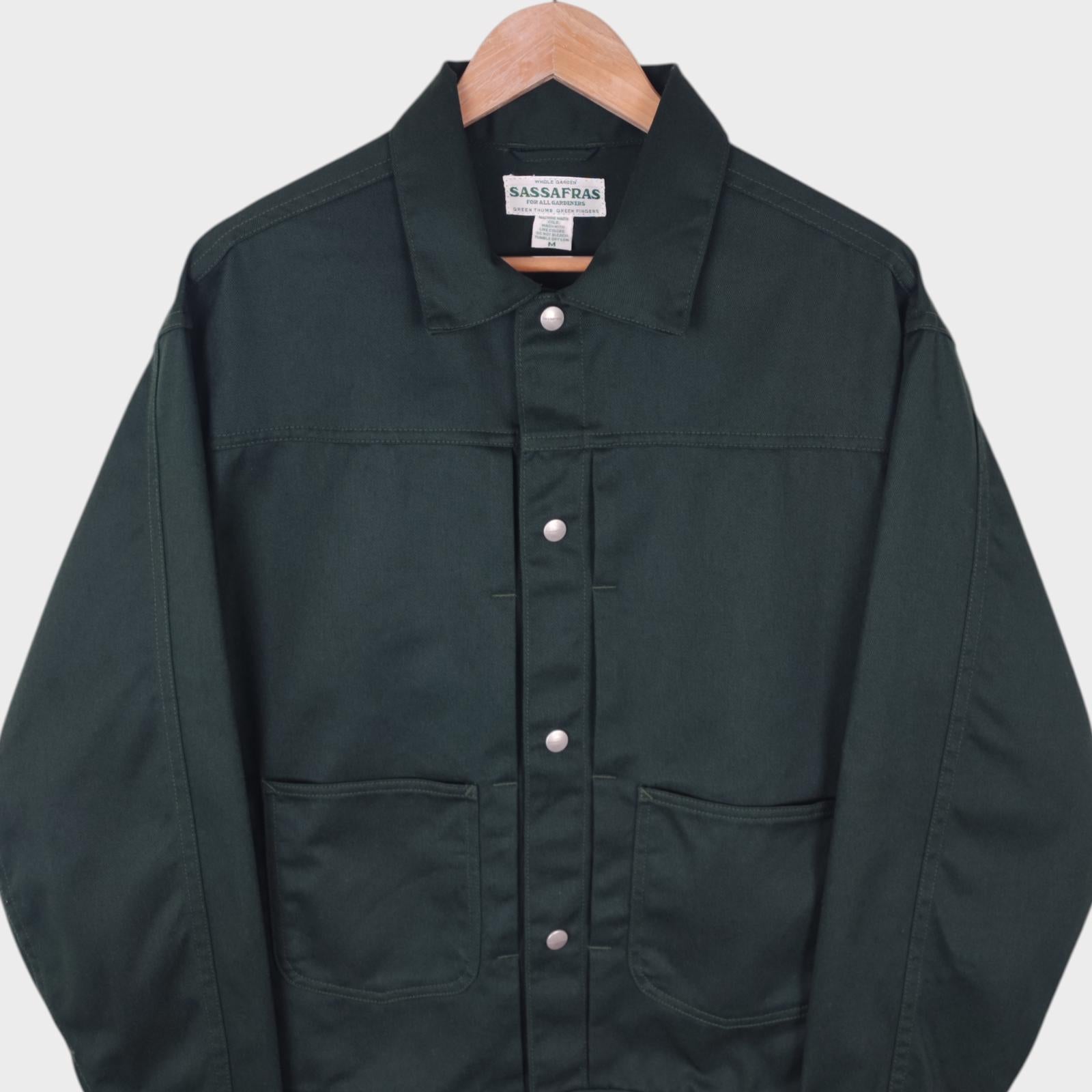 SASSAFRAS Men's Made in Japan Dark Green Gardener Trucker Jacket