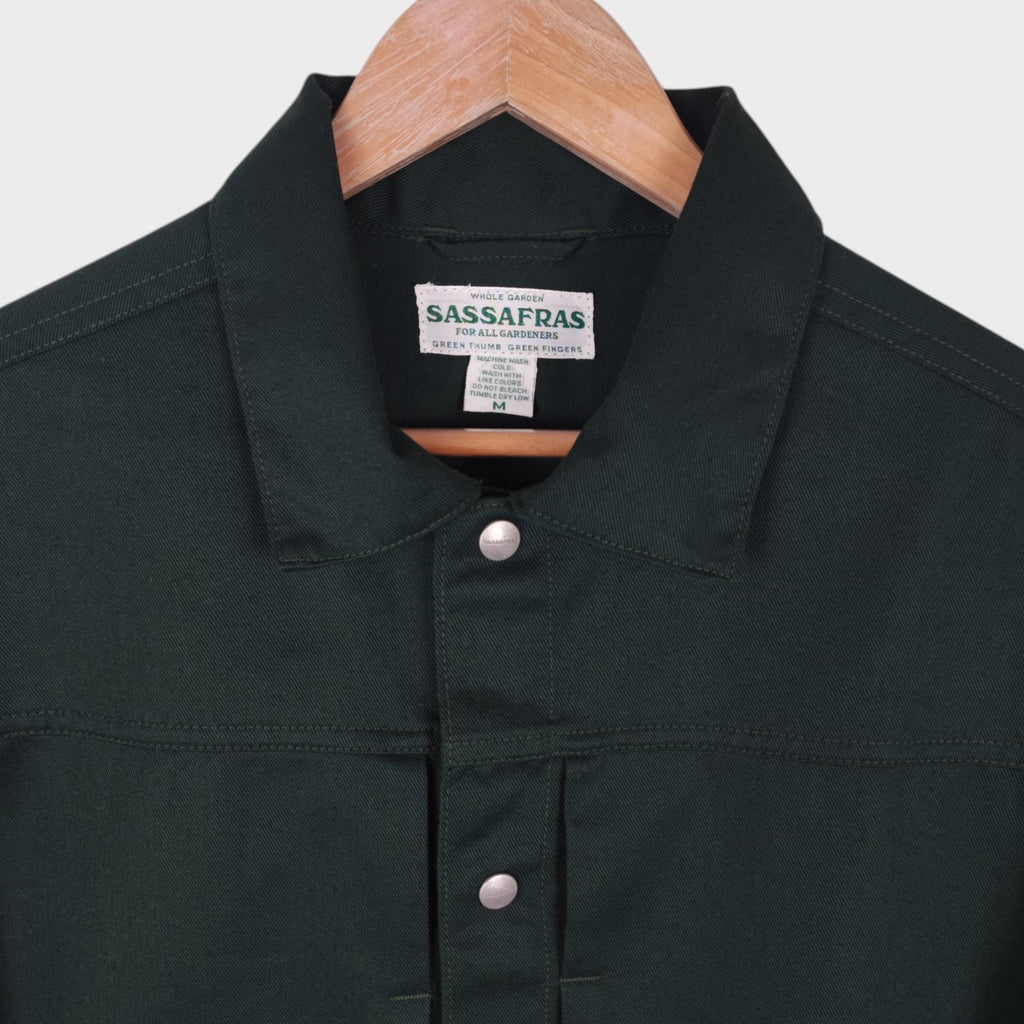 SASSAFRAS Men's Made in Japan Dark Green Gardener Trucker Jacket