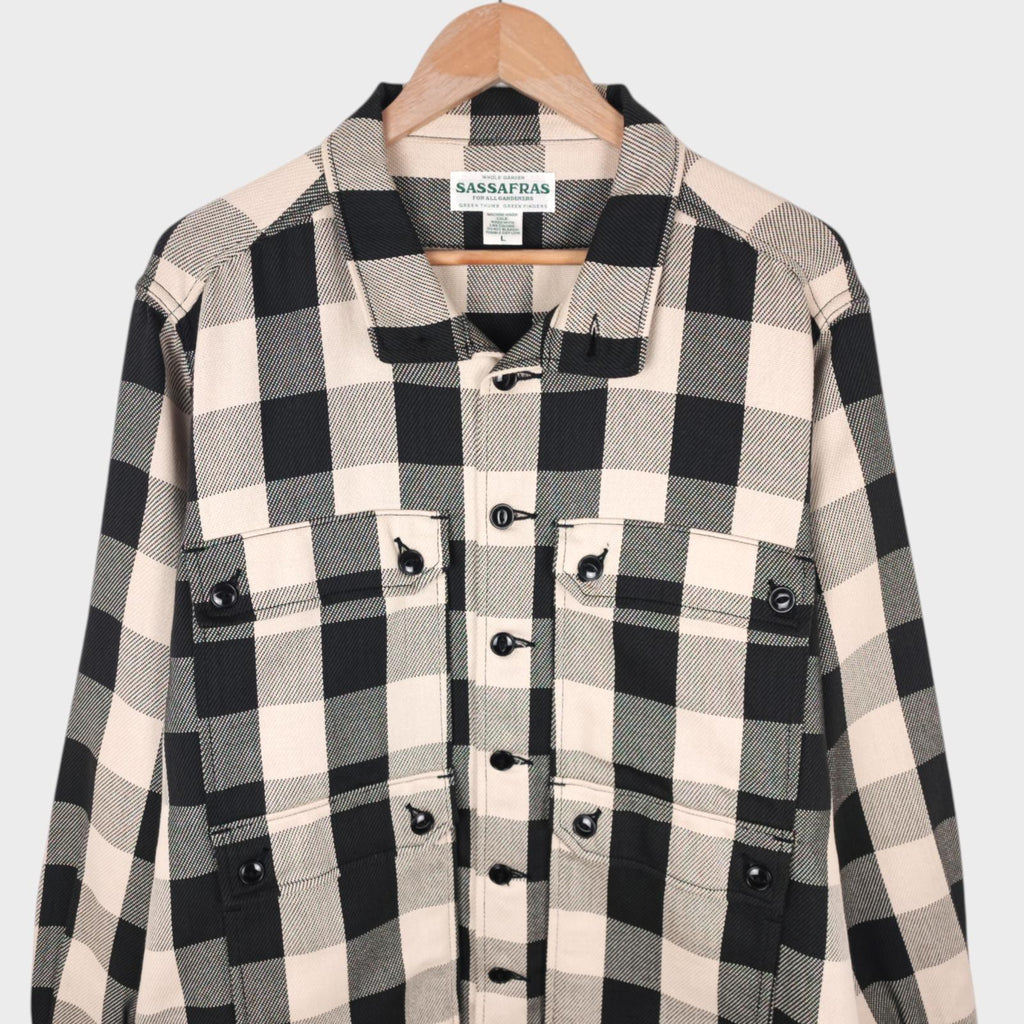 SASSAFRAS Men's Made in Japan Checked Heavyweight Twill Botanical Eagle Scout Jacket