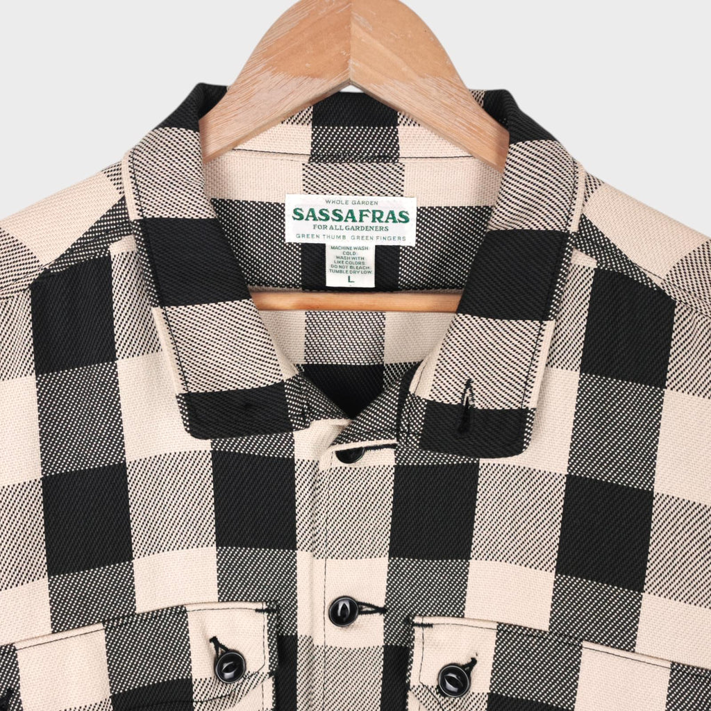 SASSAFRAS Men's Made in Japan Checked Heavyweight Twill Botanical Eagle Scout Jacket