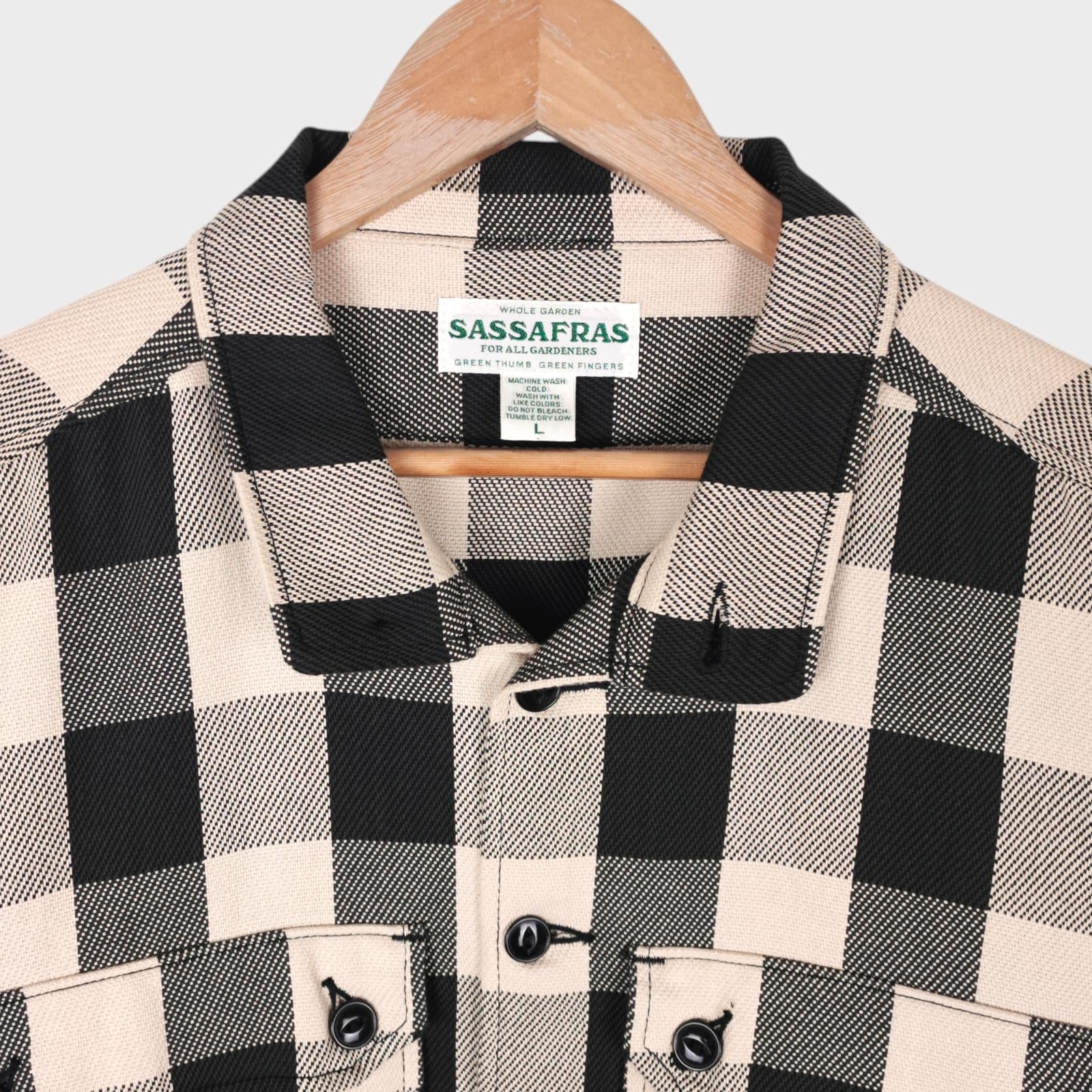 SASSAFRAS Men's Made in Japan Checked Heavyweight Twill Botanical Eagle Scout Jacket