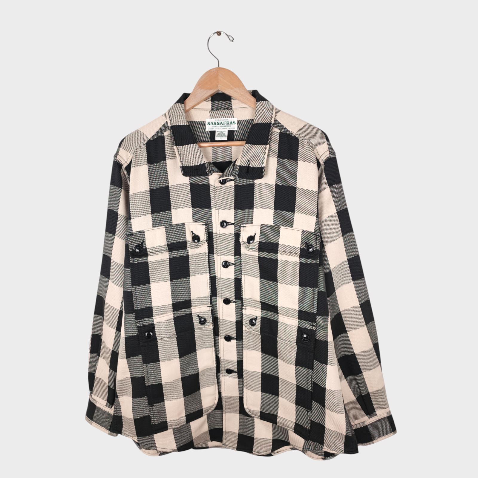 SASSAFRAS Men's Made in Japan Checked Heavyweight Twill Botanical Eagle Scout Jacket