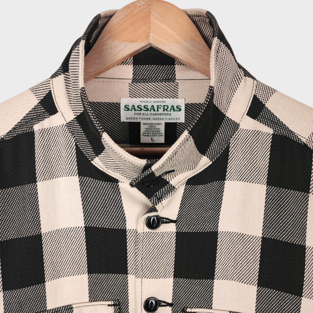 SASSAFRAS Men's Made in Japan Checked Heavyweight Twill Botanical Eagle Scout Jacket