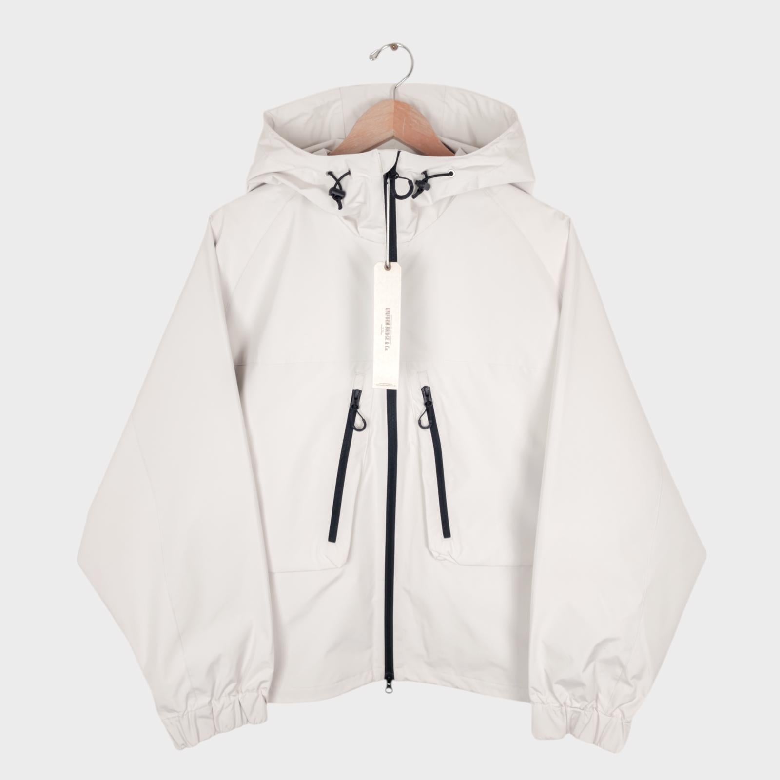 UNIFORM BRIDGE Men's Off-White Hooded Relaxed Fit Training Parka Jacket