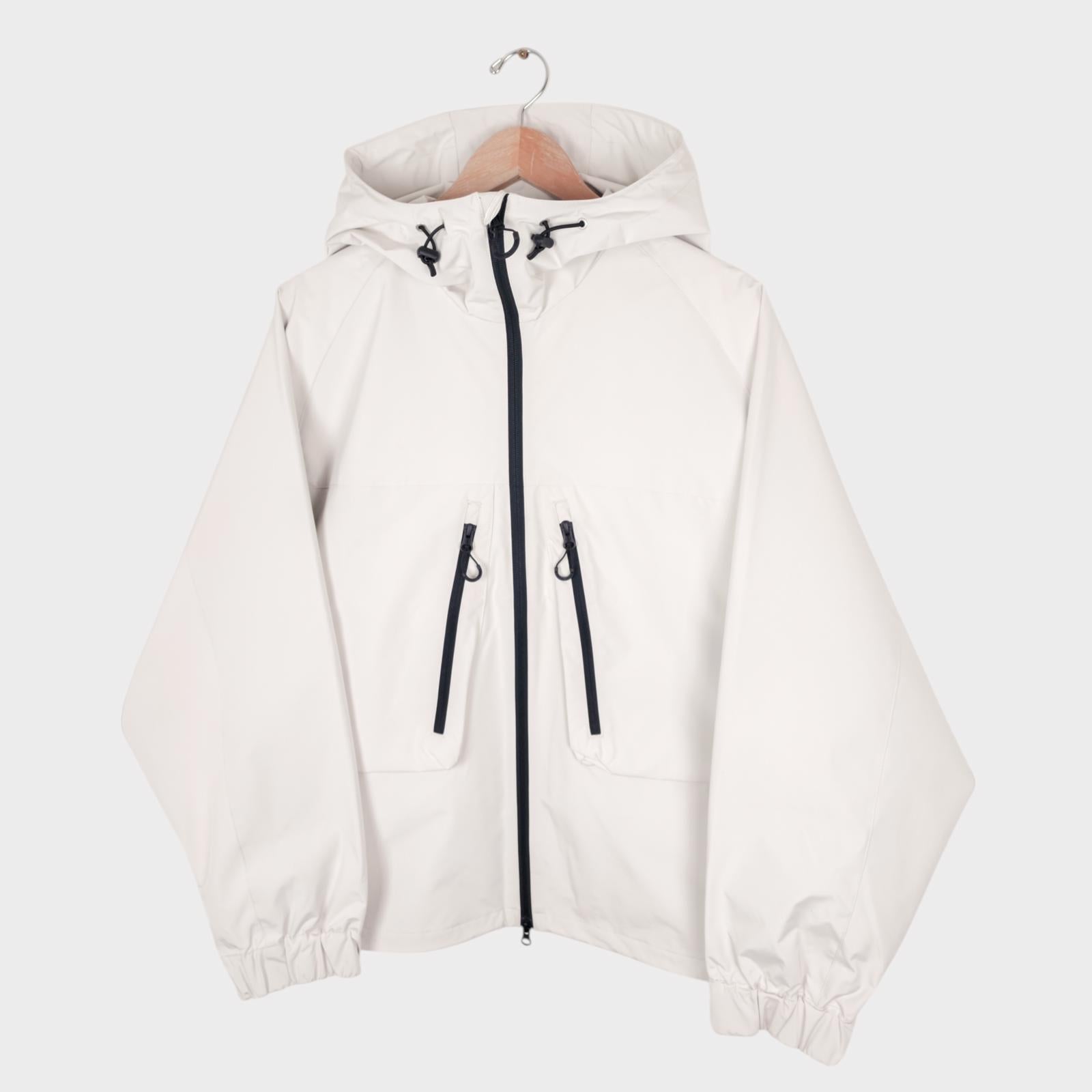 UNIFORM BRIDGE Men's Off-White Hooded Relaxed Fit Training Parka Jacket