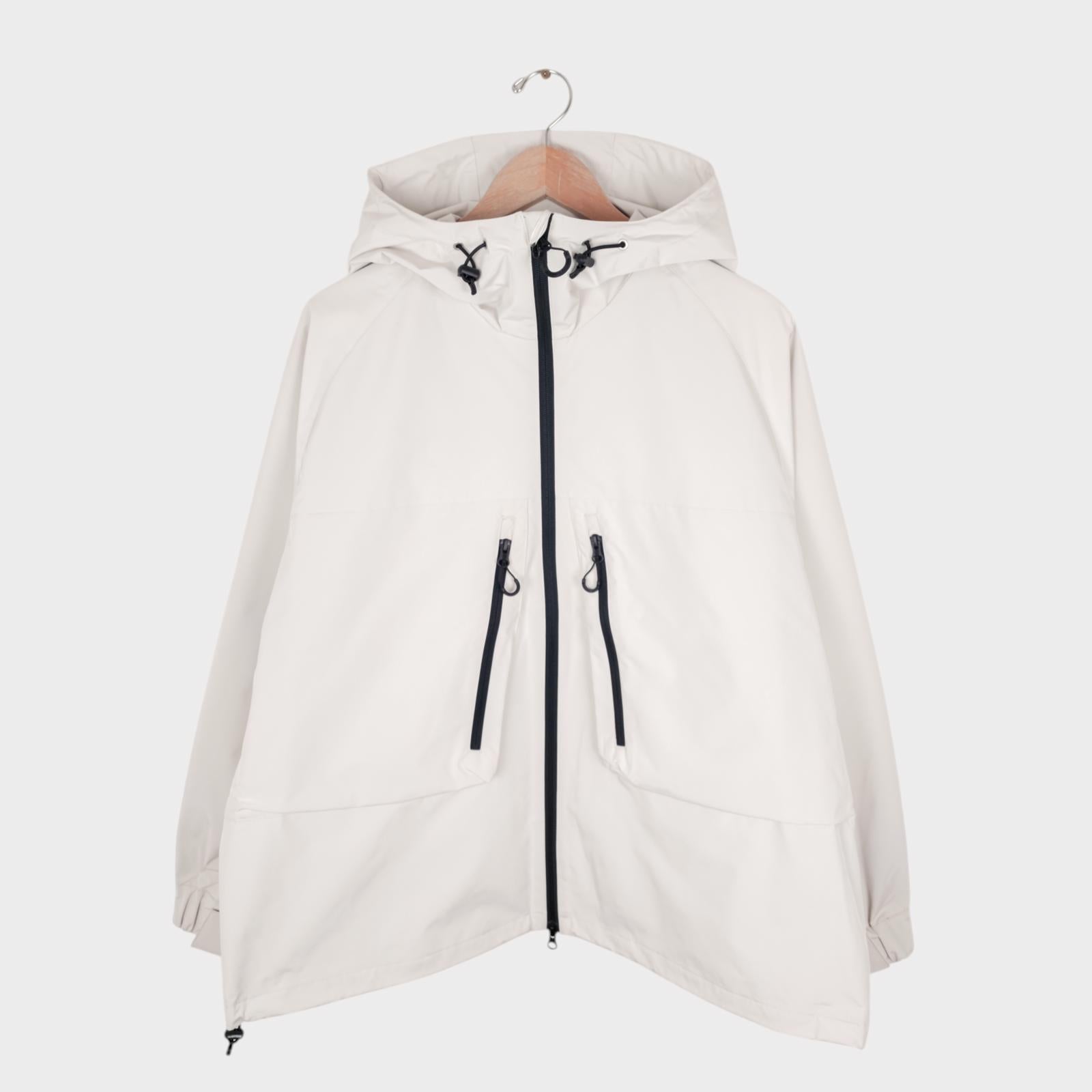 UNIFORM BRIDGE Men's Off-White Hooded Relaxed Fit Training Parka Jacket