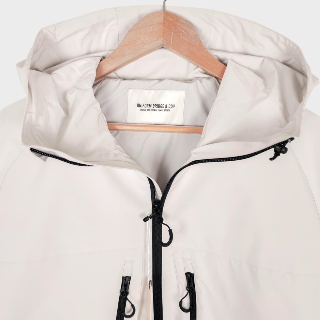 UNIFORM BRIDGE Men's Off-White Hooded Relaxed Fit Training Parka Jacket