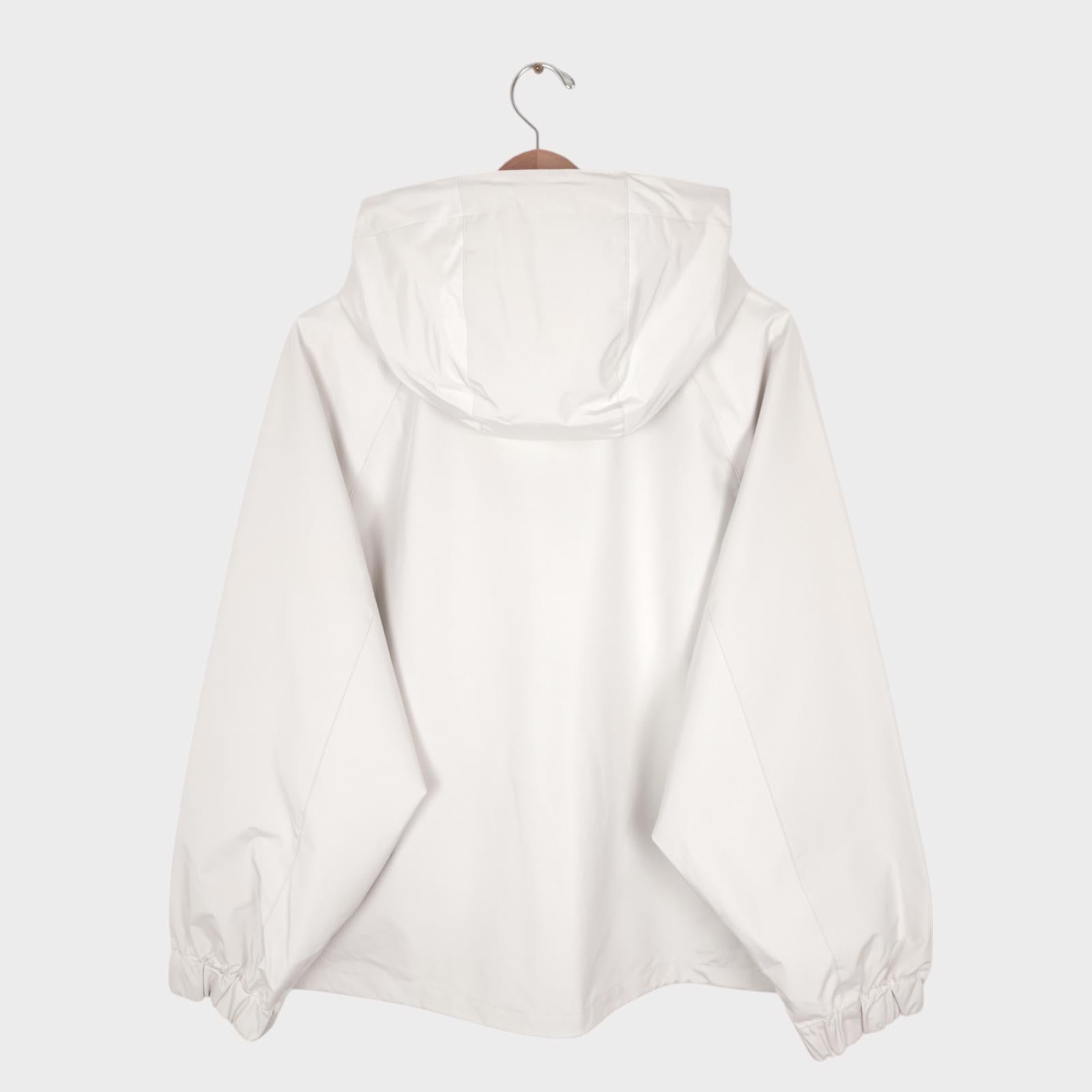 UNIFORM BRIDGE Men's Off-White Hooded Relaxed Fit Training Parka Jacket