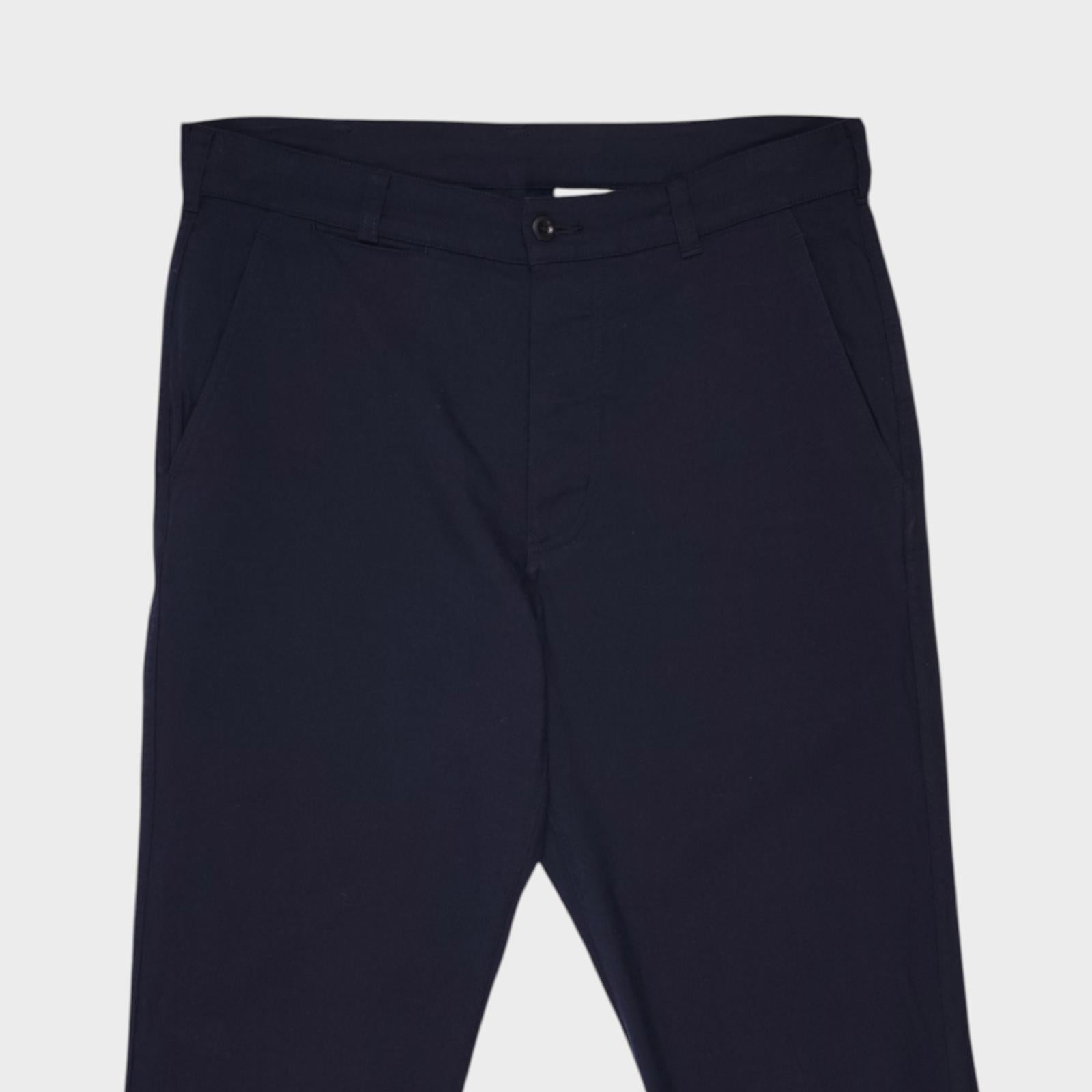 MHL MARGARET HOWELL Men's Navy Blue Cotton/Wool Trousers