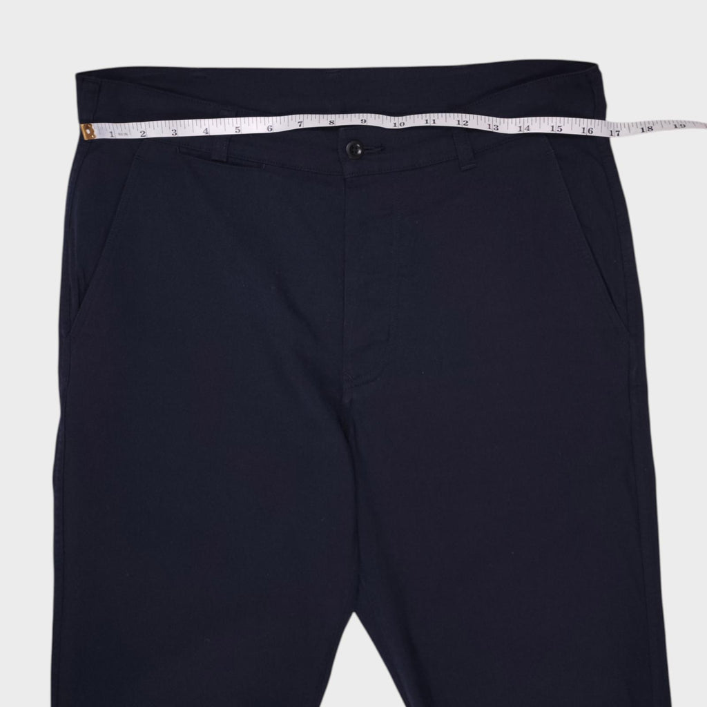 MHL MARGARET HOWELL Men's Navy Blue Cotton/Wool Trousers