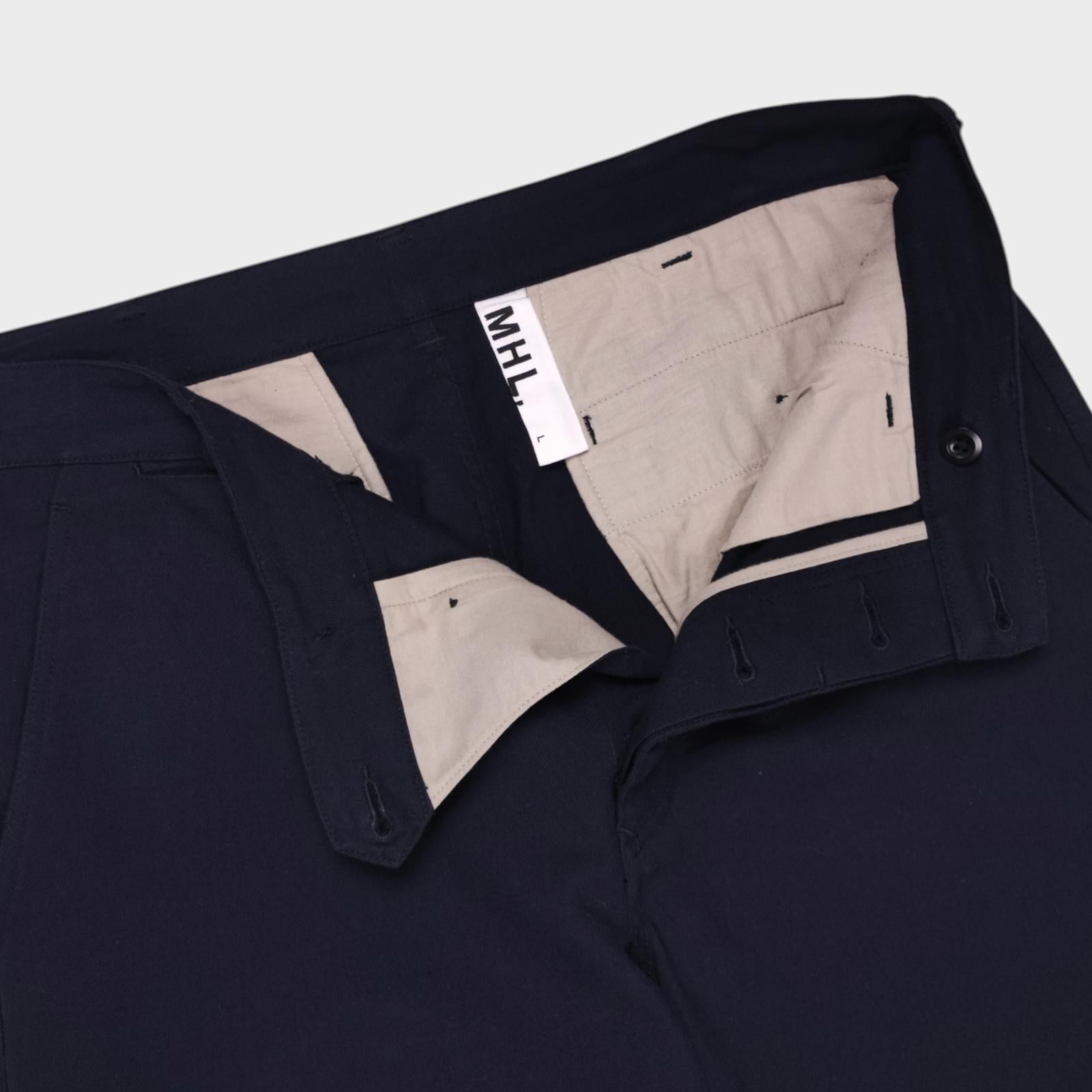 MHL MARGARET HOWELL Men's Navy Blue Cotton/Wool Trousers