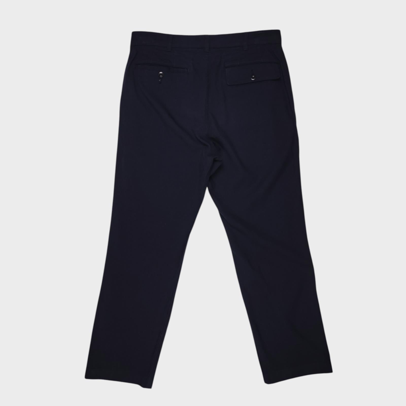 MHL MARGARET HOWELL Men's Navy Blue Cotton/Wool Trousers