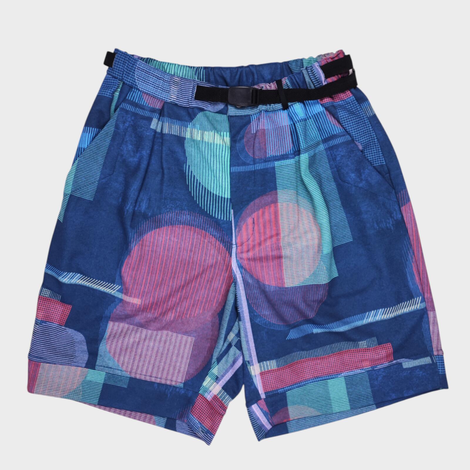 NORBIT BY HIROSHI NOZAWA Men's Blue Mid Century Camo Print Aloha Shorts