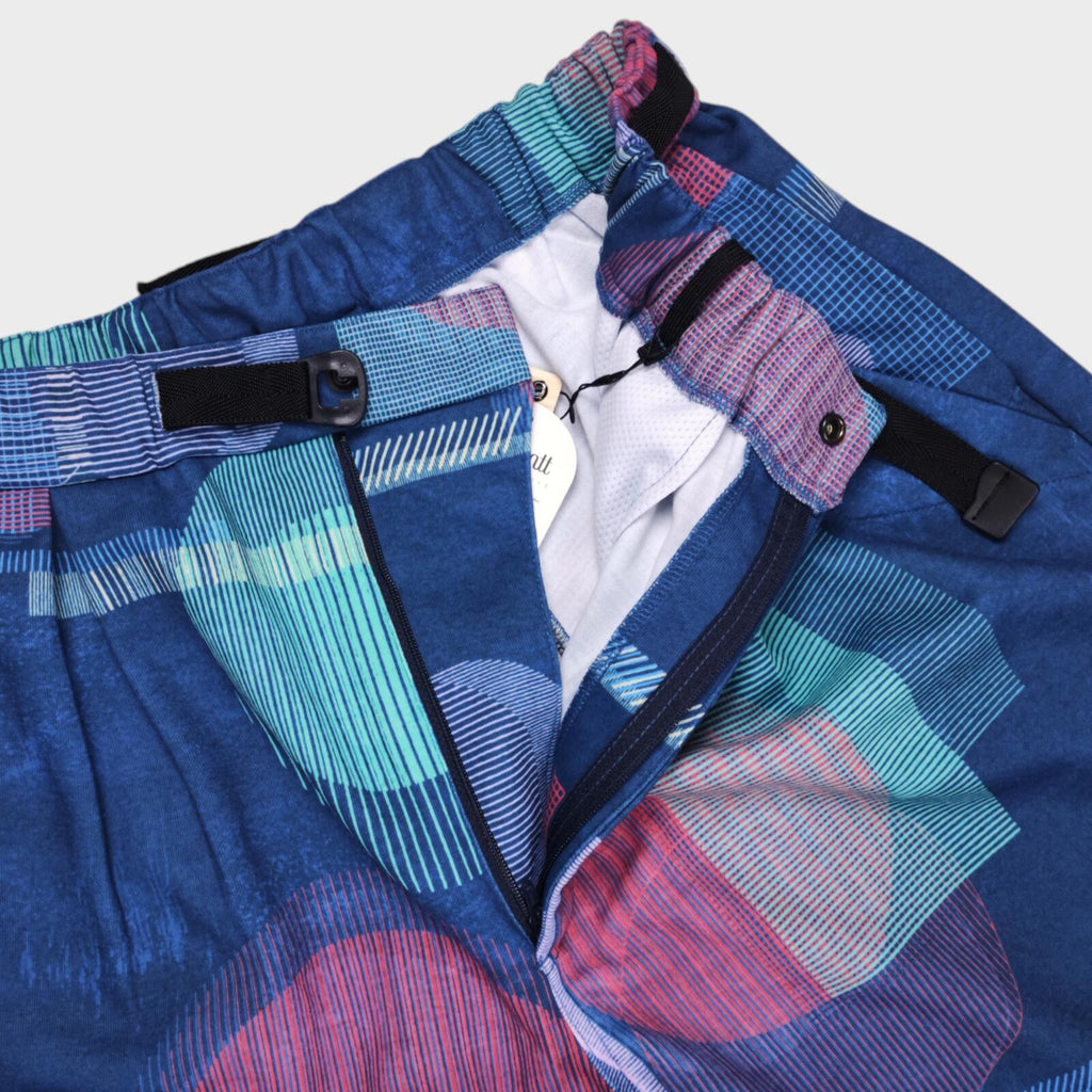 NORBIT BY HIROSHI NOZAWA Men's Blue Mid Century Camo Print Aloha Shorts