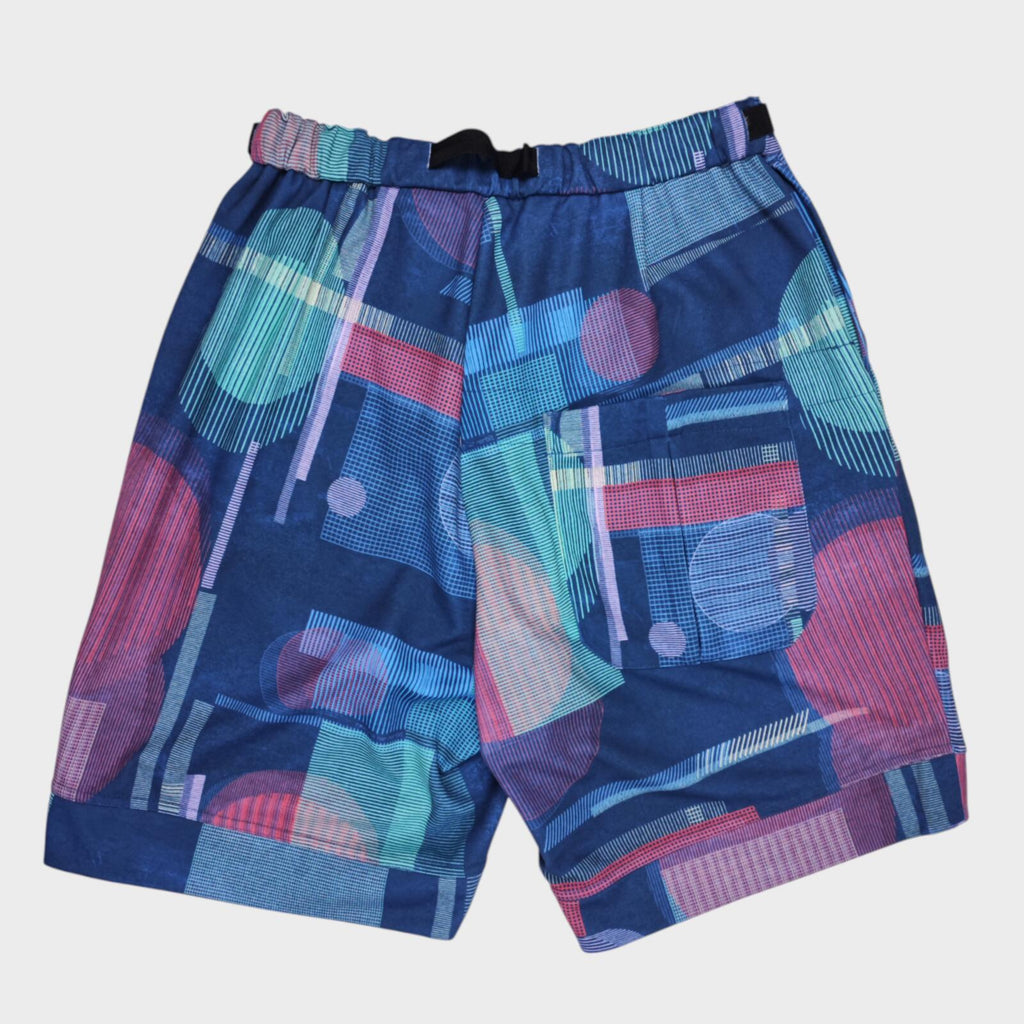 NORBIT BY HIROSHI NOZAWA Men's Blue Mid Century Camo Print Aloha Shorts