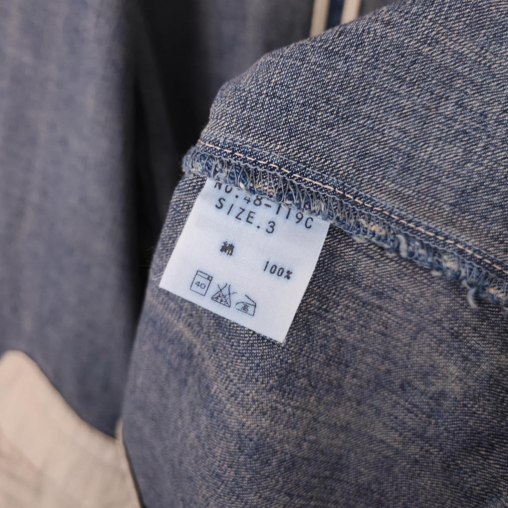 SPELLBOUND Men's Made in Japan Blue Distressed Denim Utility Chore Jacket