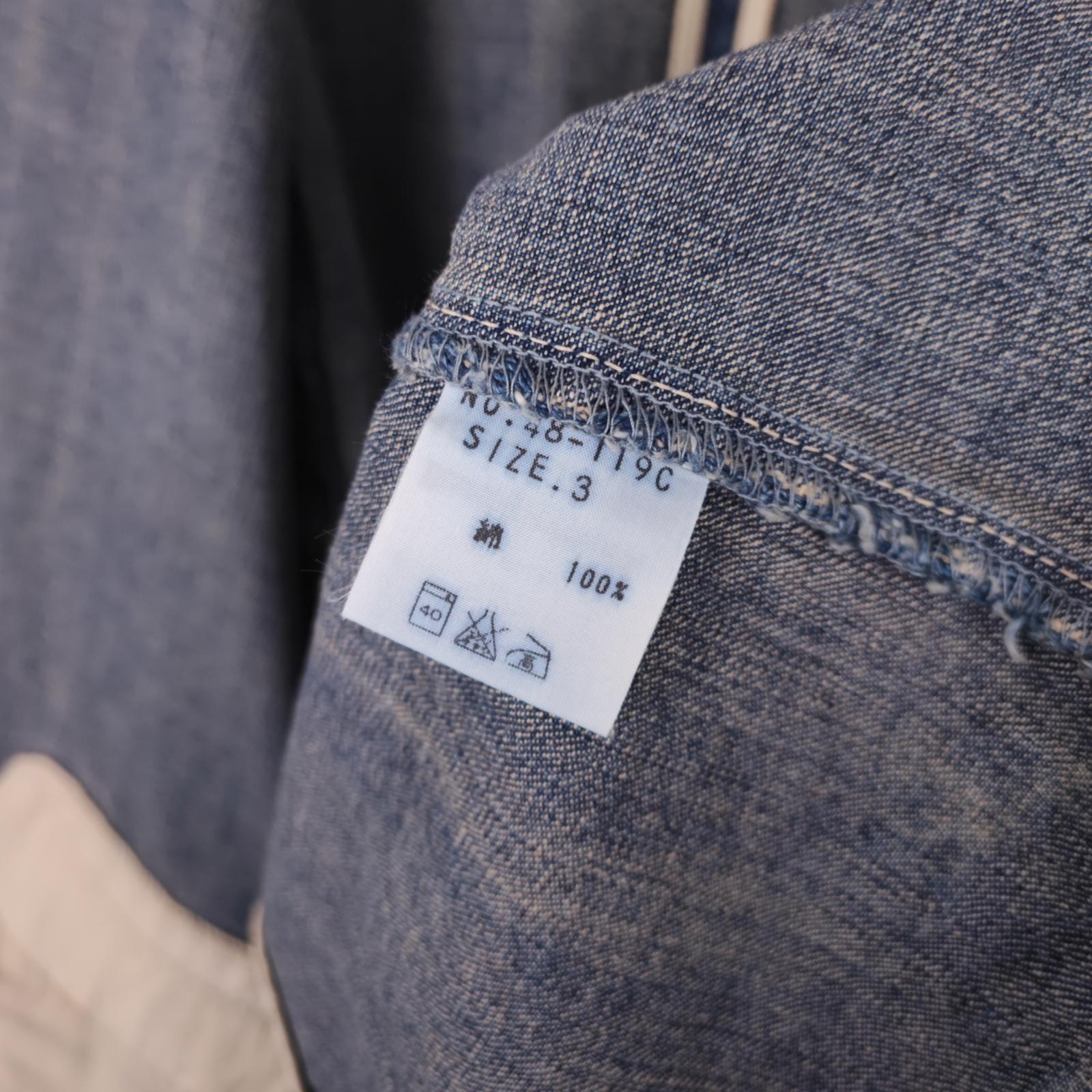 SPELLBOUND Men's Made in Japan Blue Distressed Denim Utility Chore Jacket