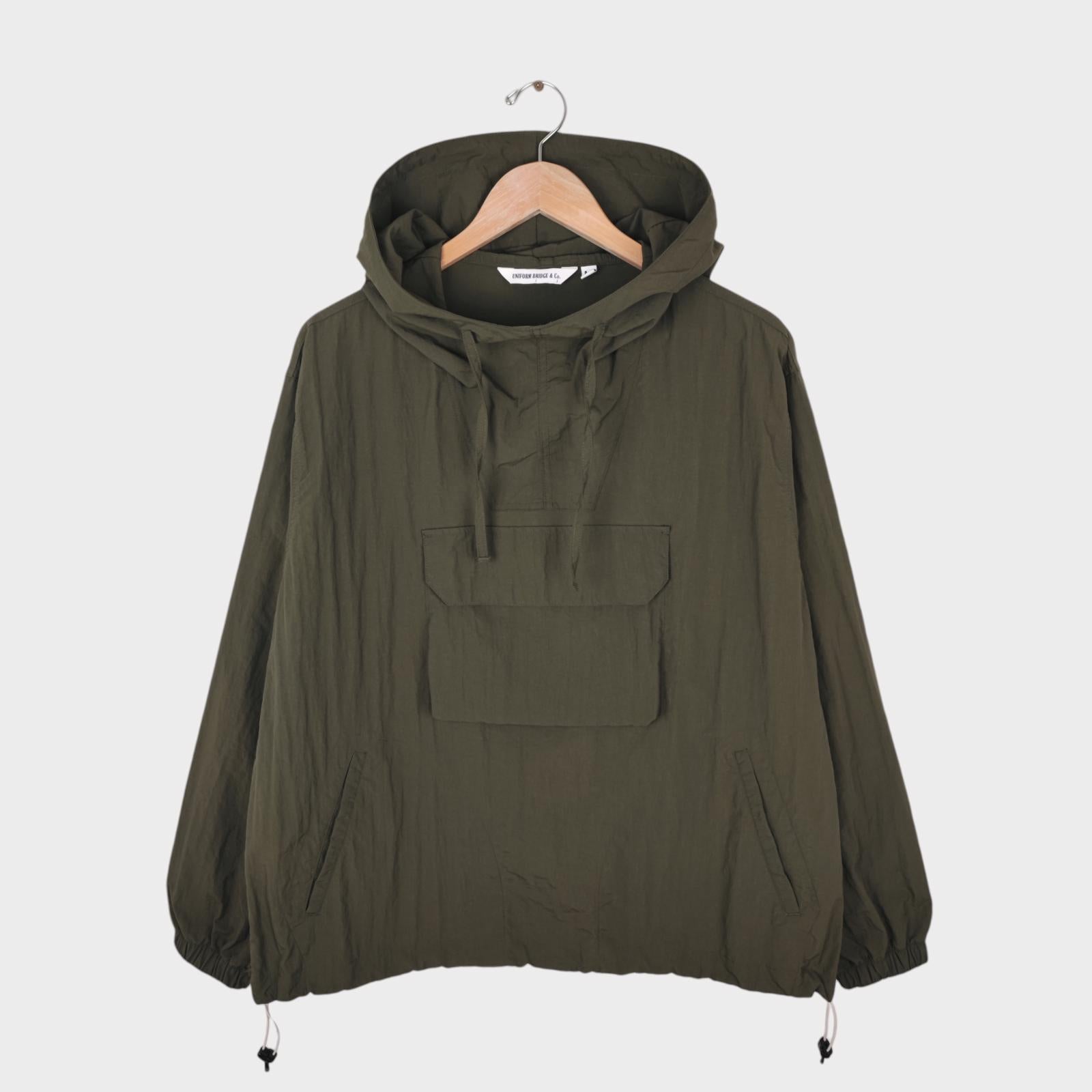 UNIFORM BRIDGE Men's Olive Green Nylon Taffeta Chemical Anorak Smock Jacket