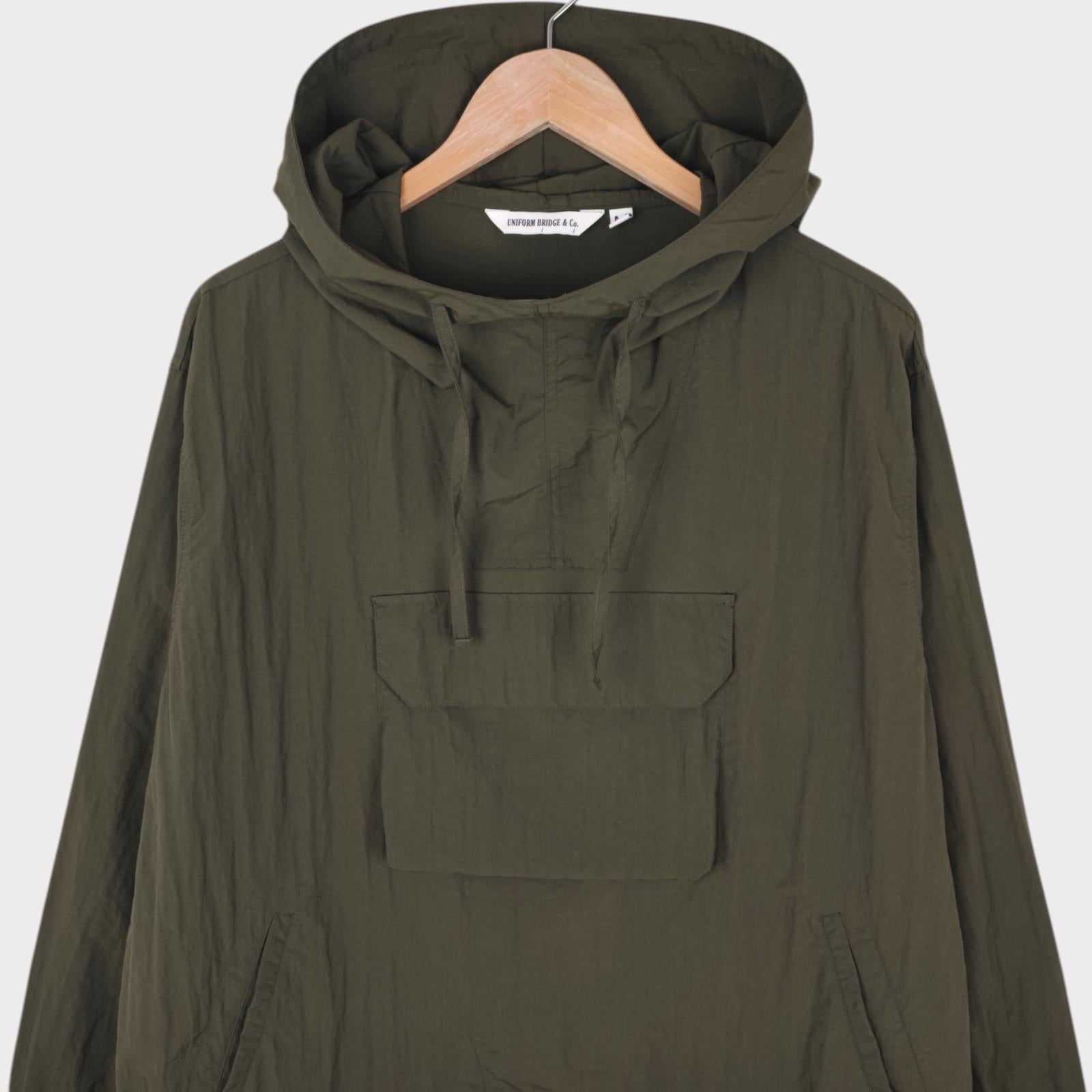 UNIFORM BRIDGE Men's Olive Green Nylon Taffeta Chemical Anorak Smock Jacket