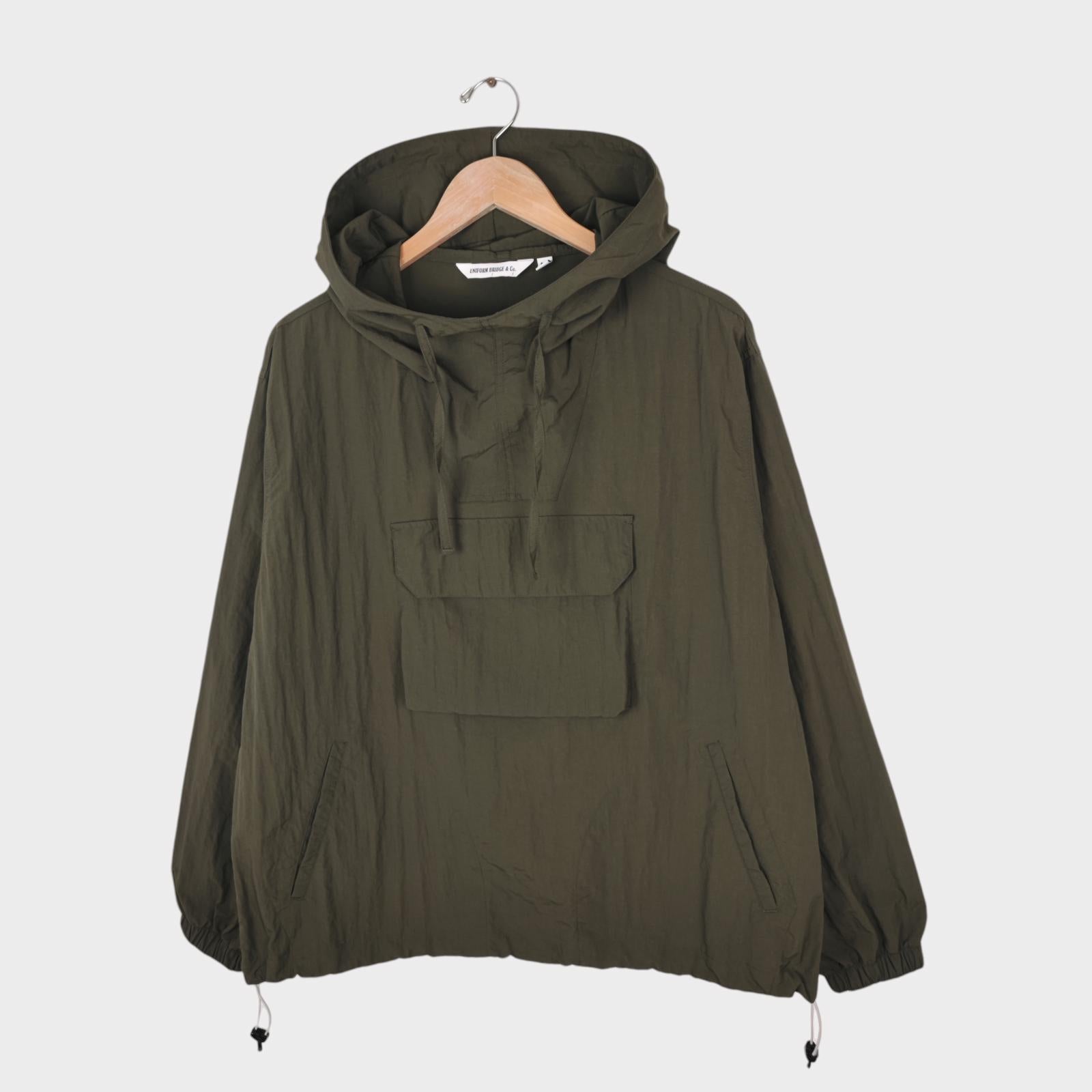 UNIFORM BRIDGE Men's Olive Green Nylon Taffeta Chemical Anorak Smock Jacket
