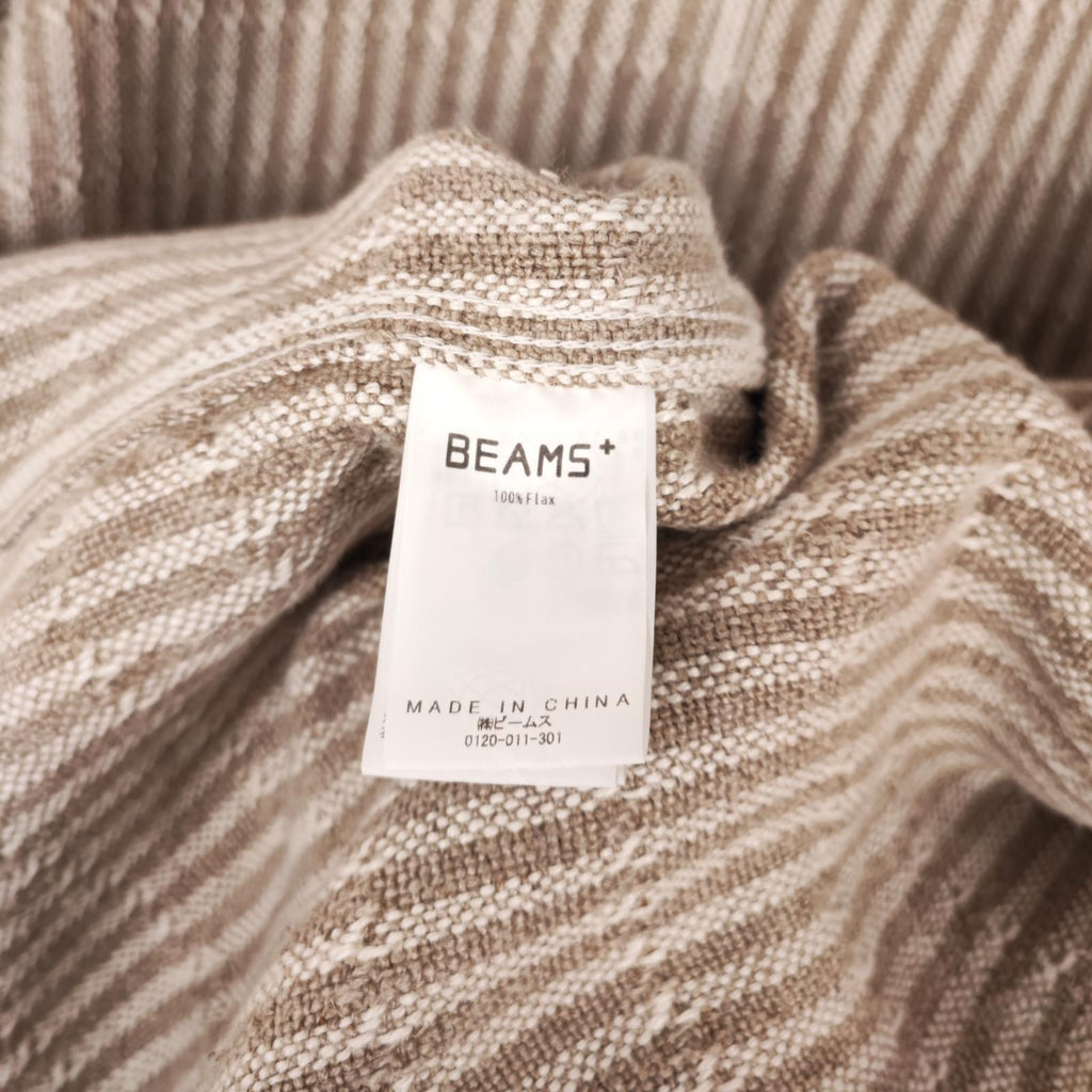BEAMS PLUS Men's 100% Heavyweight Linen Hickory Stripe Engineer Chore Jacket