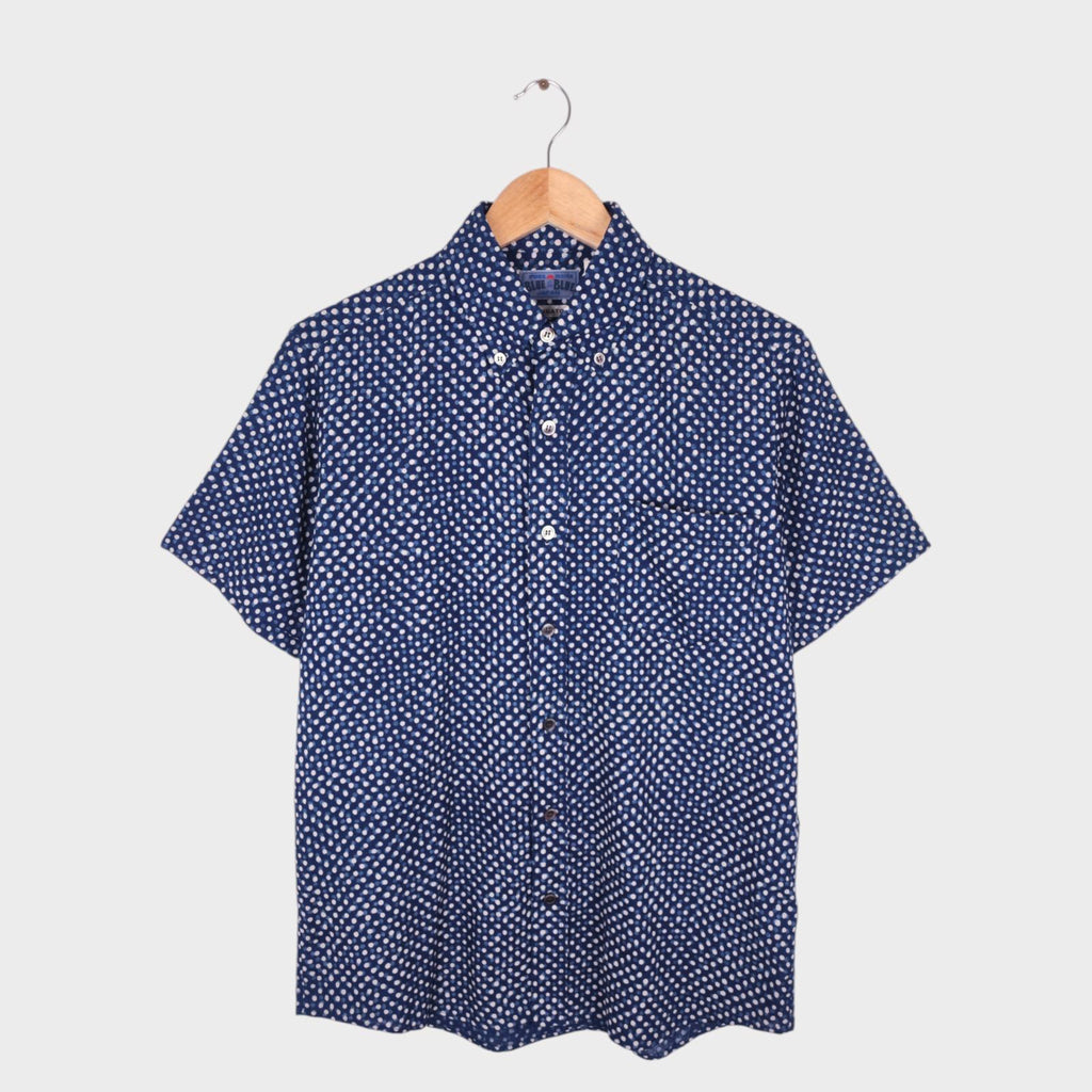 BLUE BLUE JAPAN Men's Made in Japan Indigo Blue Polka Dot Print Shirt