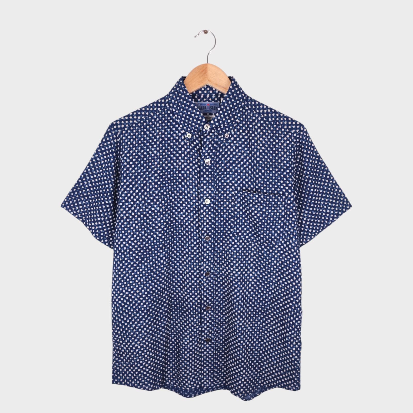BLUE BLUE JAPAN Men's Made in Japan Indigo Blue Polka Dot Print Shirt