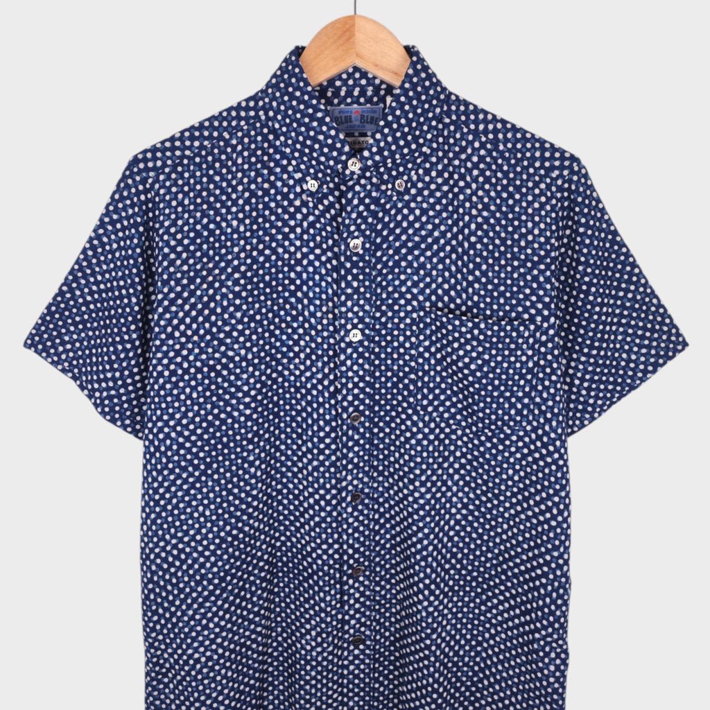 BLUE BLUE JAPAN Men's Made in Japan Indigo Blue Polka Dot Print Shirt