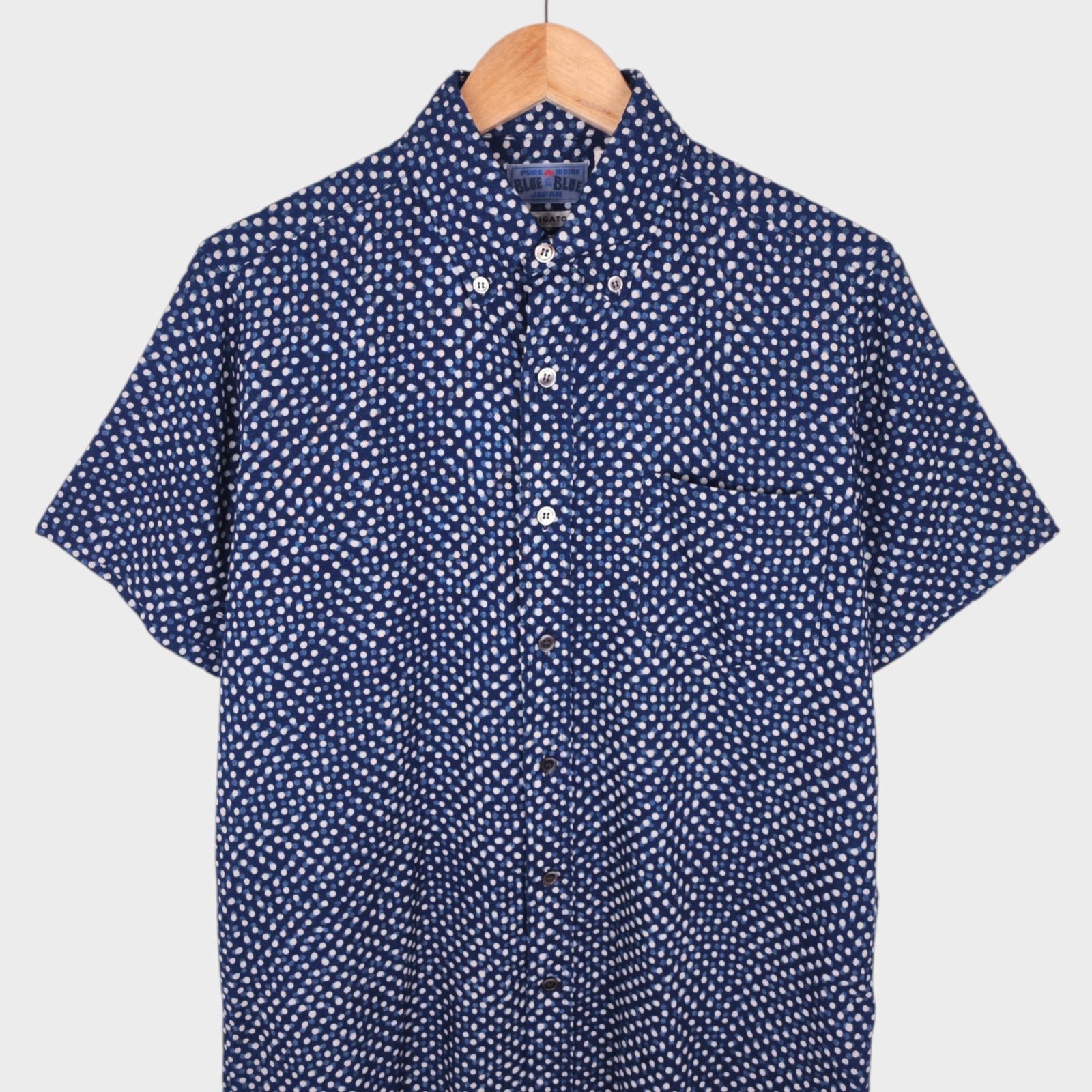 BLUE BLUE JAPAN Men's Made in Japan Indigo Blue Polka Dot Print Shirt