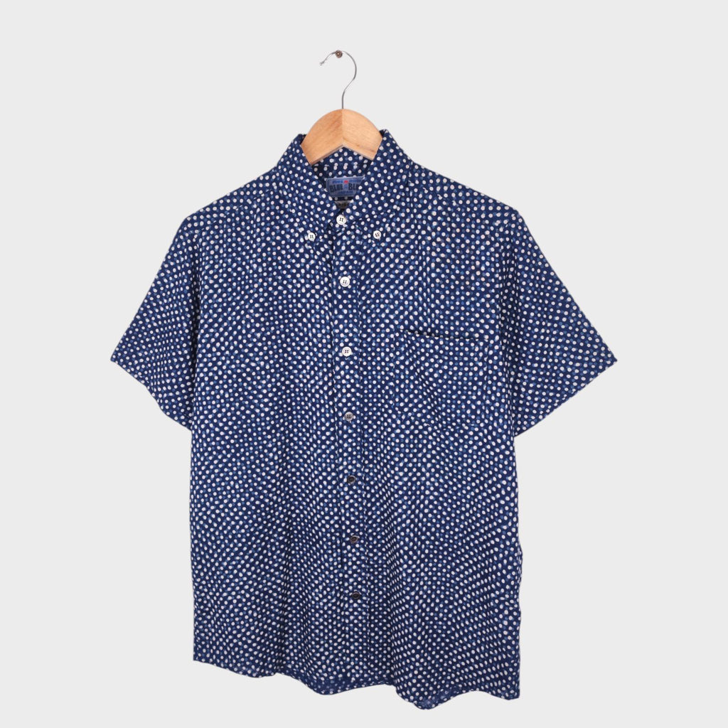 BLUE BLUE JAPAN Men's Made in Japan Indigo Blue Polka Dot Print Shirt