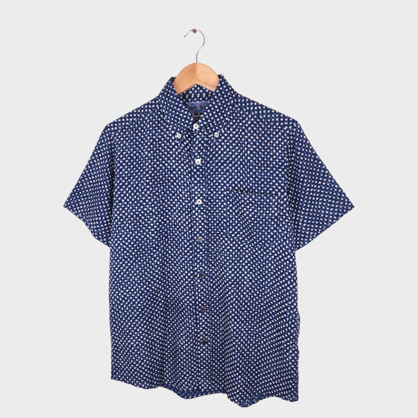 BLUE BLUE JAPAN Men's Made in Japan Indigo Blue Polka Dot Print Shirt