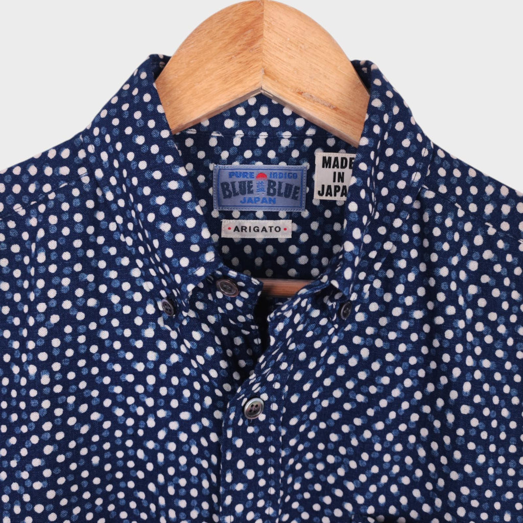 BLUE BLUE JAPAN Men's Made in Japan Indigo Blue Polka Dot Print Shirt
