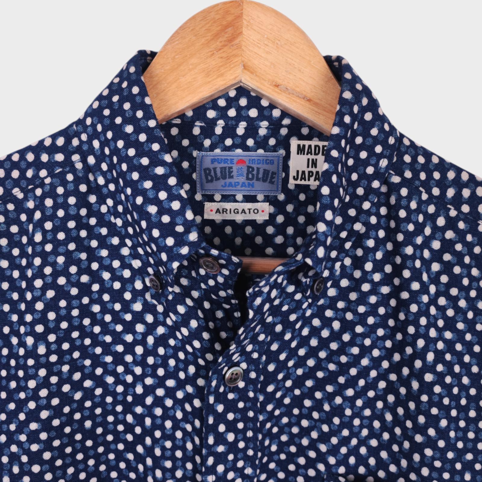 BLUE BLUE JAPAN Men's Made in Japan Indigo Blue Polka Dot Print Shirt