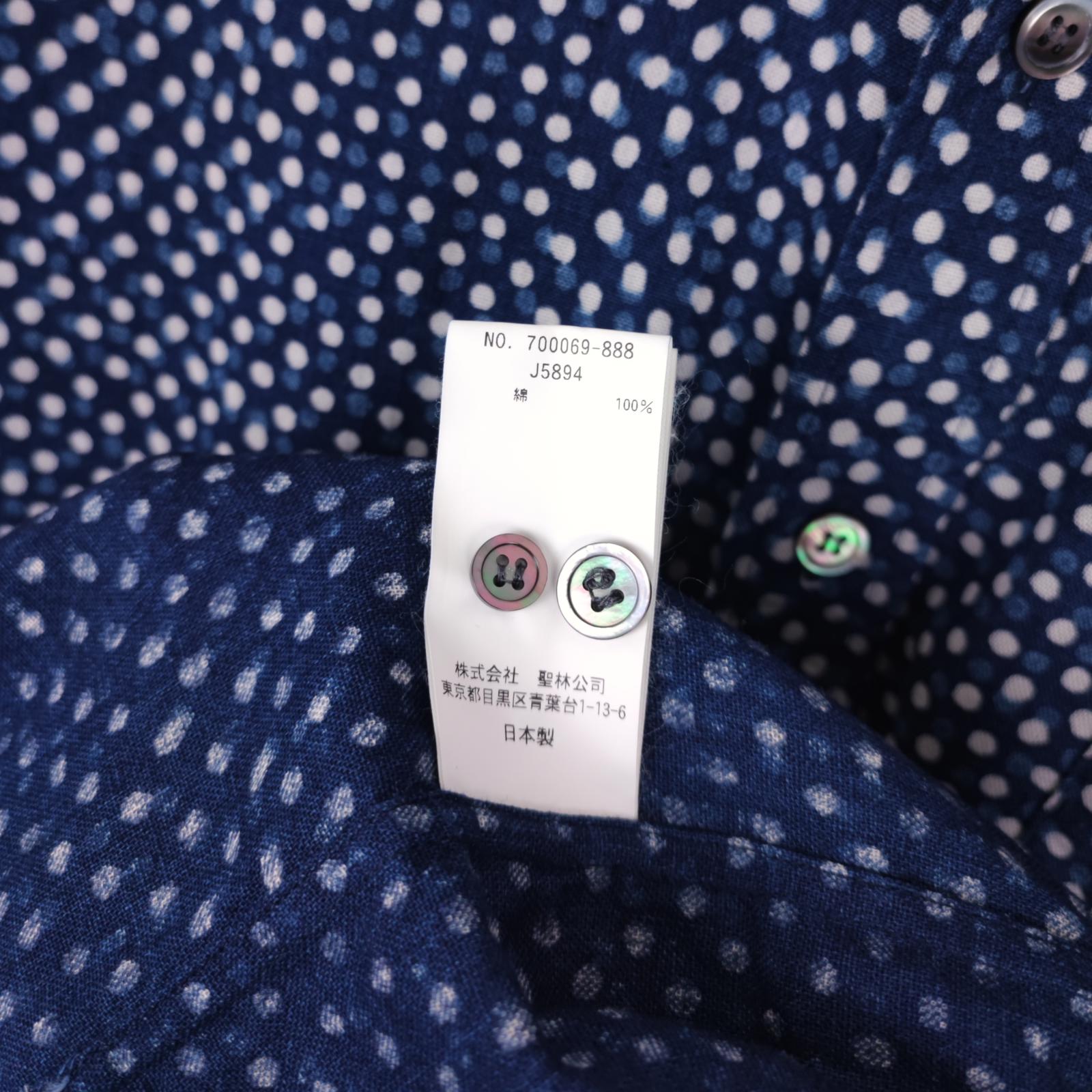 BLUE BLUE JAPAN Men's Made in Japan Indigo Blue Polka Dot Print Shirt