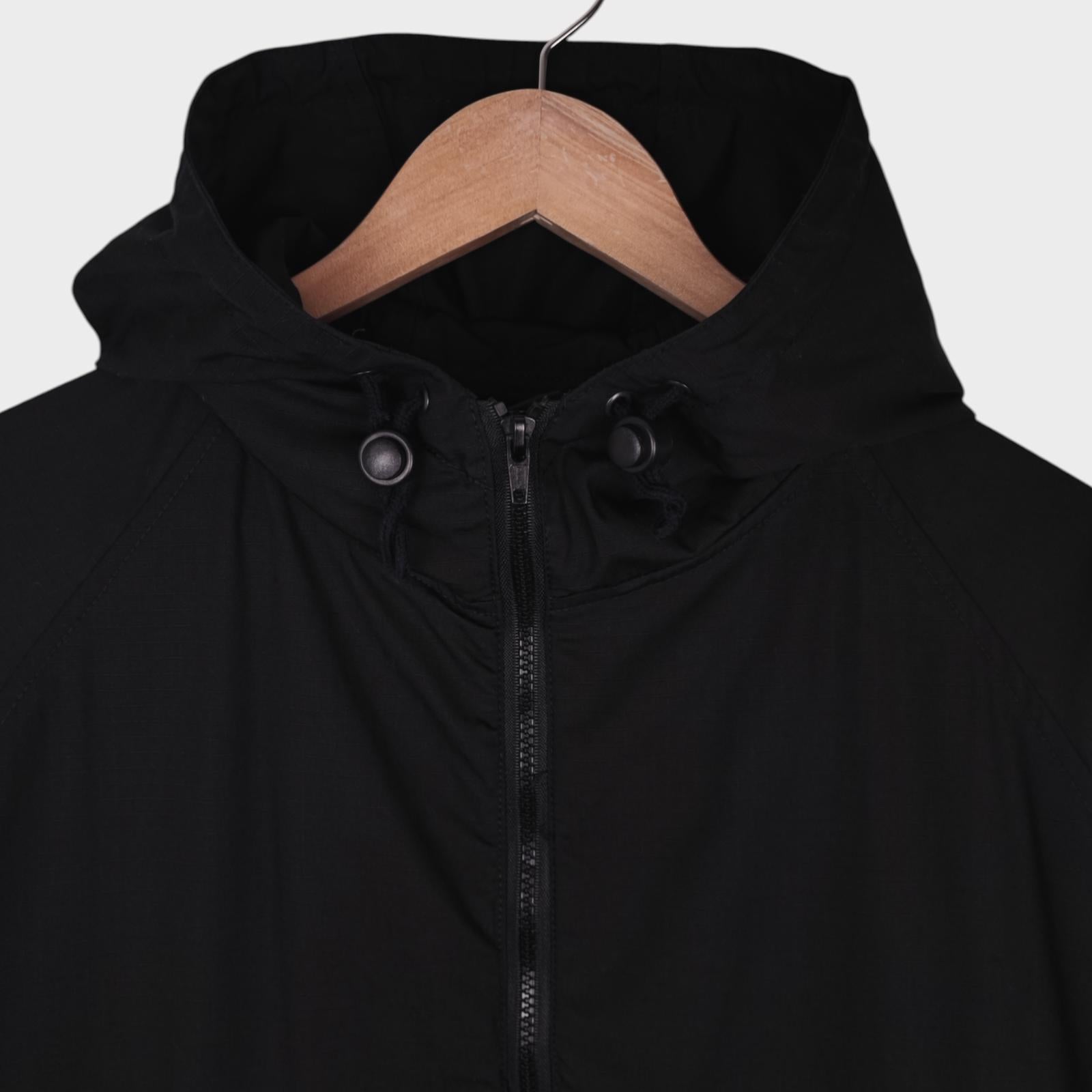 HEBTROCO Men's Made in England Black Ripstop Cotton Cragg Smock Parka Jacket