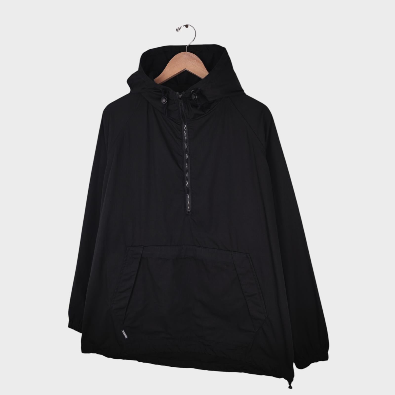 HEBTROCO Men's Made in England Black Ripstop Cotton Cragg Smock Parka Jacket