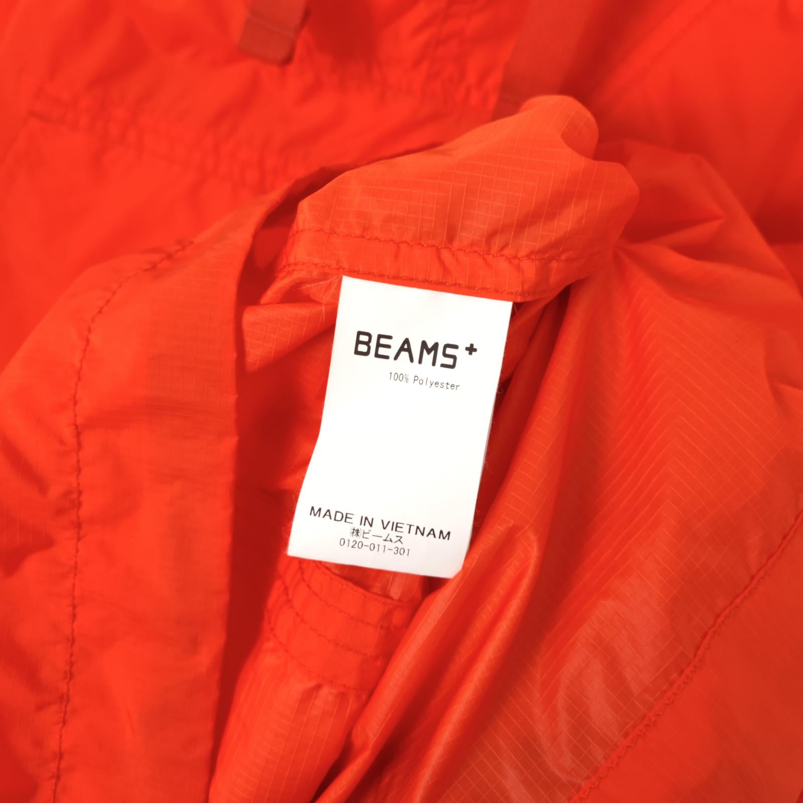 BEAMS PLUS Men's Bright Orange Oversized Fit Sports Smock Anorak Parka Jacket