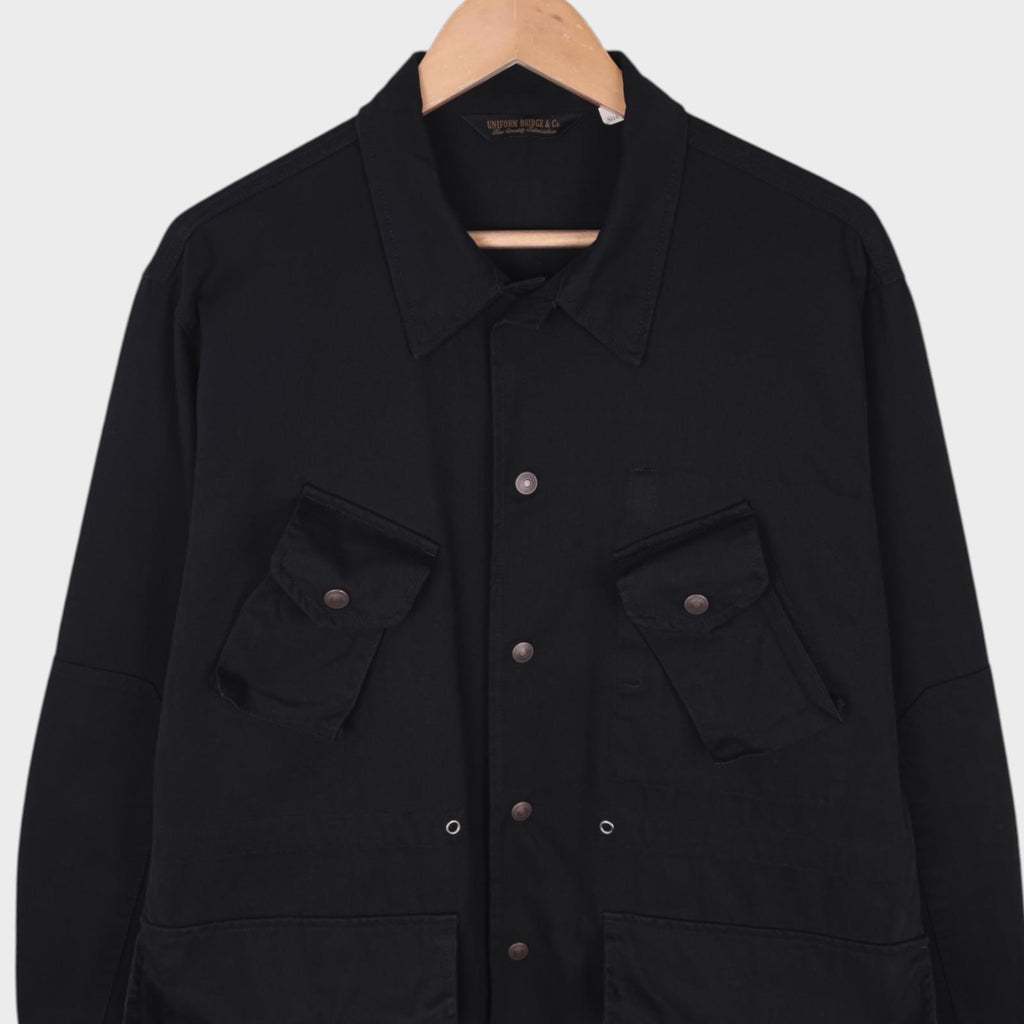 UNIFORM BRIDGE Men's Black Herringbone Cotton Canadian Fatigue Military Jacket