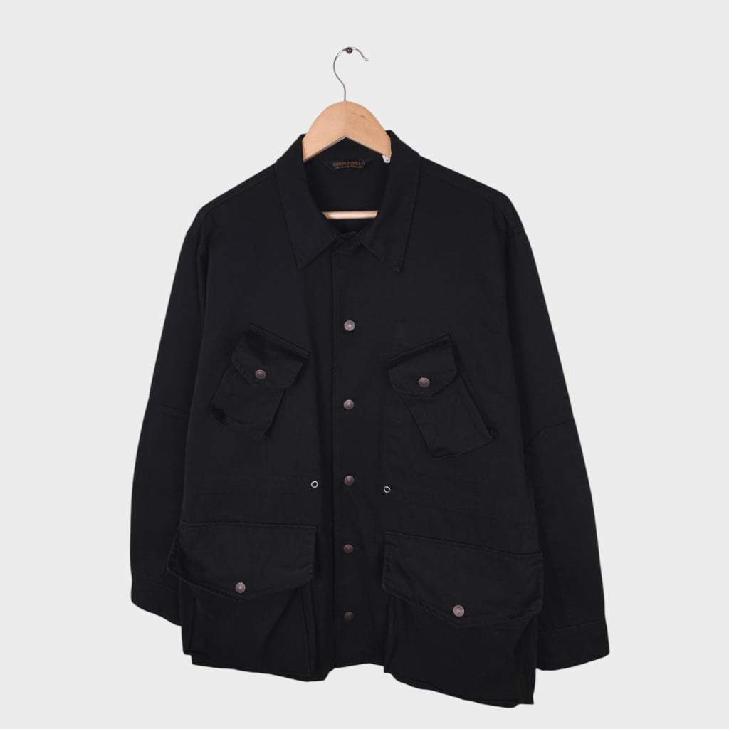 UNIFORM BRIDGE Men's Black Herringbone Cotton Canadian Fatigue Military Jacket