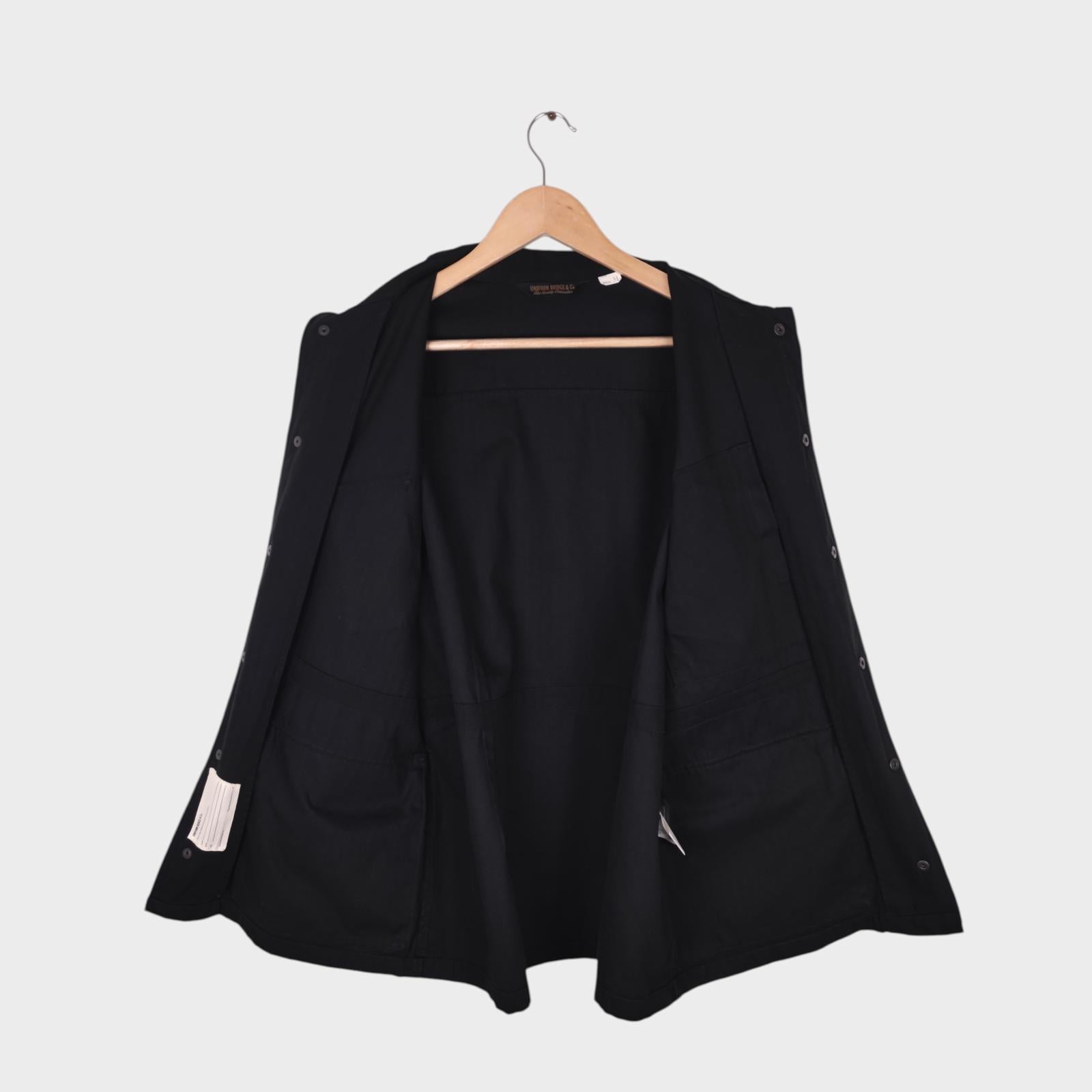 UNIFORM BRIDGE Men's Black Herringbone Cotton Canadian Fatigue Military Jacket