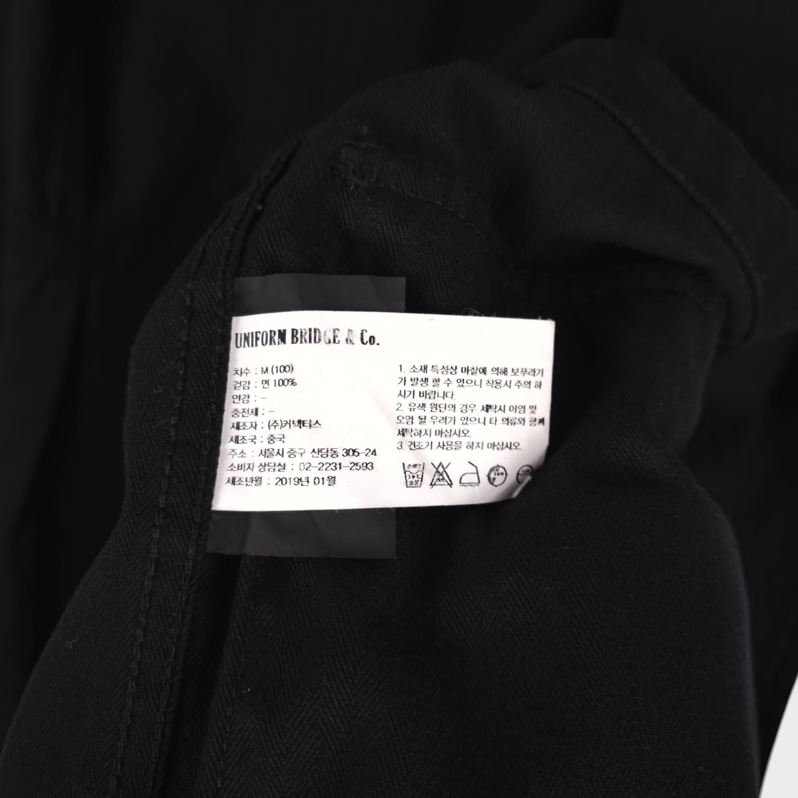 UNIFORM BRIDGE Men's Black Herringbone Cotton Canadian Fatigue Military Jacket