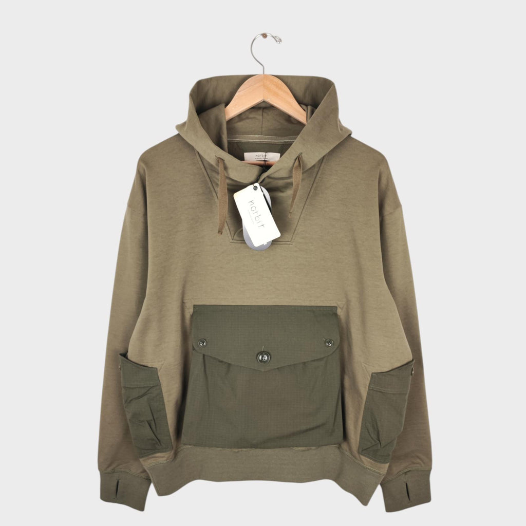 NORBIT BY HIROSHI NOZAWA Men's Olive Green Shawl Collar Sweat Hoodie