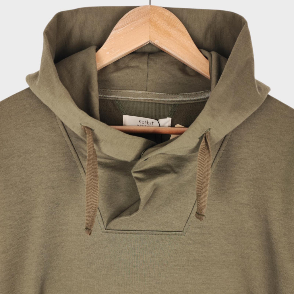 NORBIT BY HIROSHI NOZAWA Men's Olive Green Shawl Collar Sweat Hoodie
