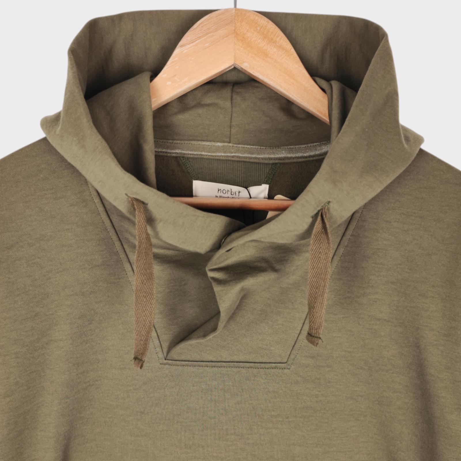 NORBIT BY HIROSHI NOZAWA Men's Olive Green Shawl Collar Sweat Hoodie