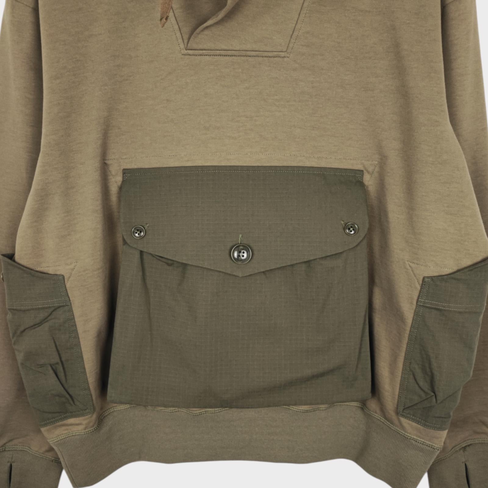 NORBIT BY HIROSHI NOZAWA Men's Olive Green Shawl Collar Sweat Hoodie