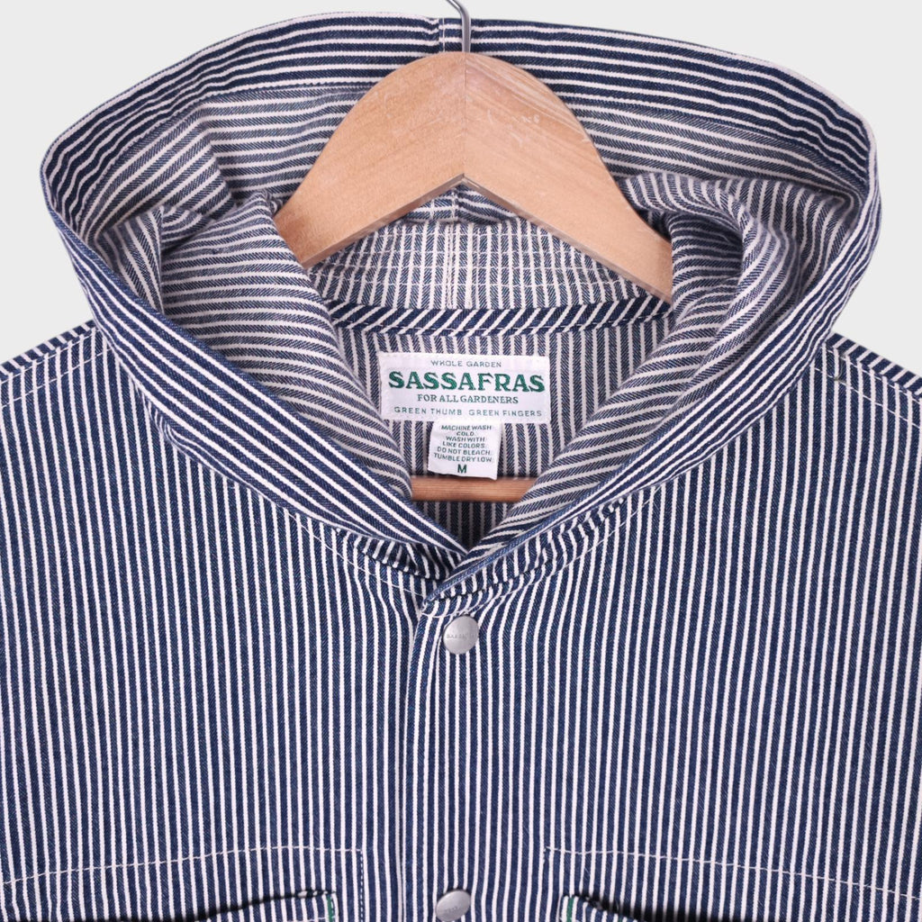 SASSAFRAS Men's Made in Japan Hickory Striped Hooded Utility Jacket