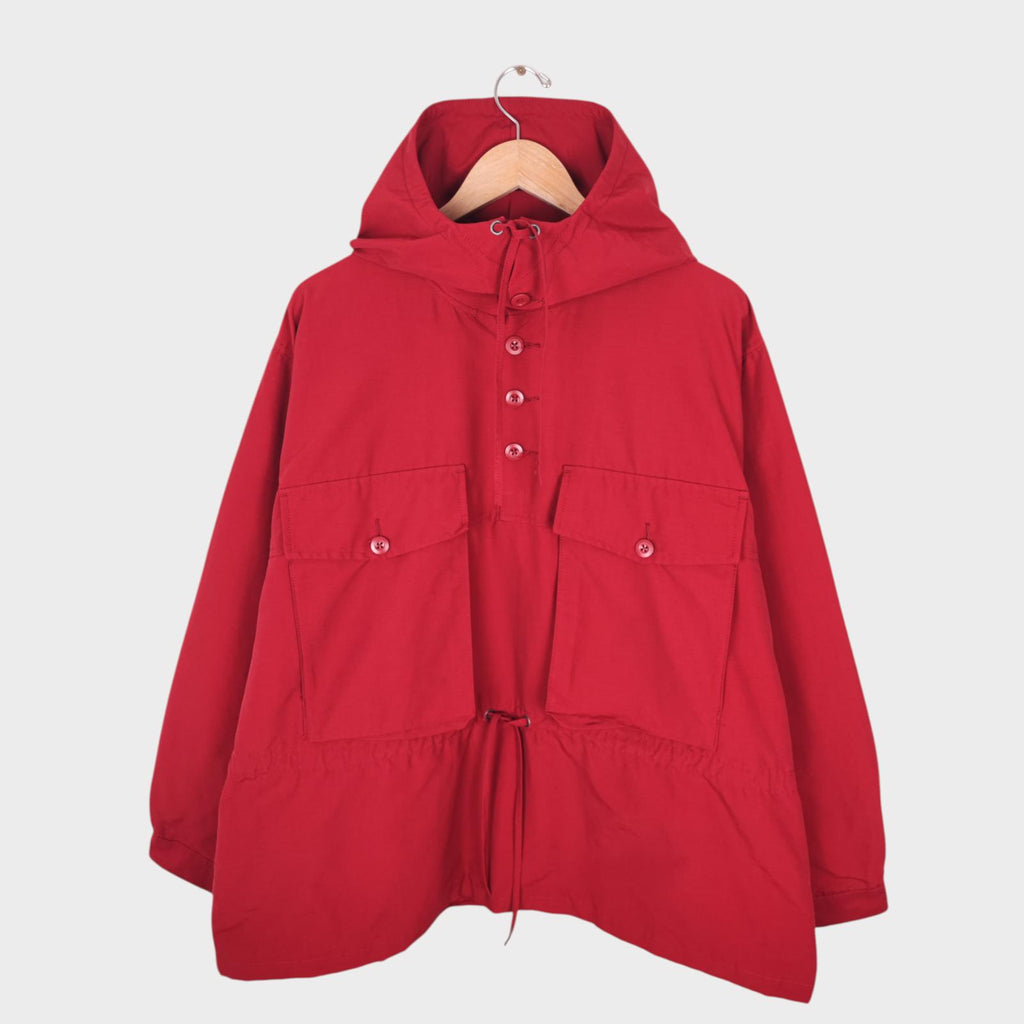 NIGEL CABOURN Men's Red Cotton/Nylon Track Smock Parka Jacket