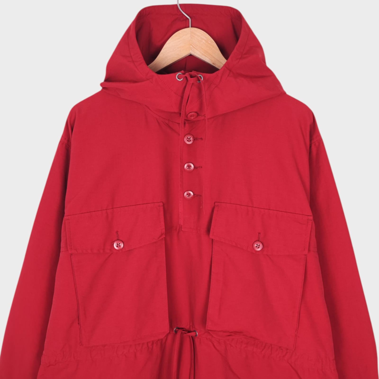 NIGEL CABOURN Men's Red Cotton/Nylon Track Smock Parka Jacket