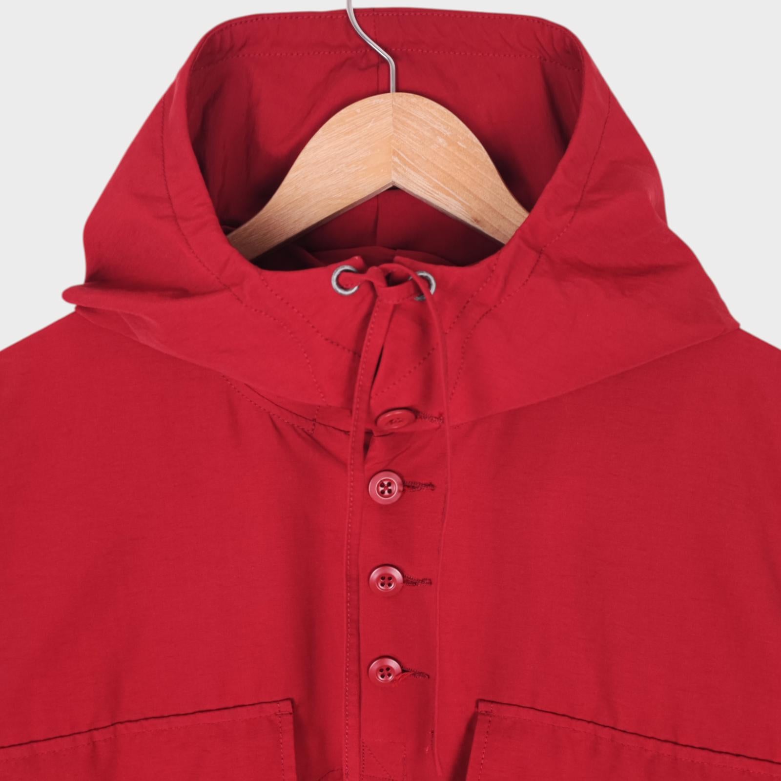 NIGEL CABOURN Men's Red Cotton/Nylon Track Smock Parka Jacket